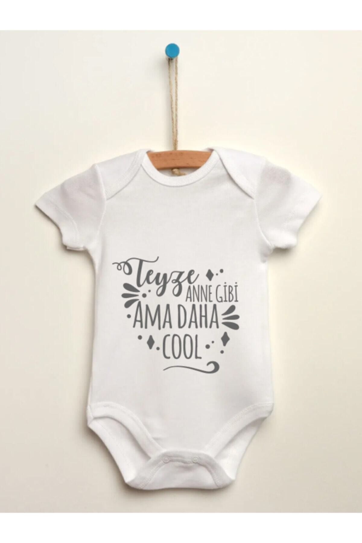 BabyLimon Unisex Bebek Beyaz Teyze Anne Gibi Ama Daha Cool Baskılı Body Zıbın