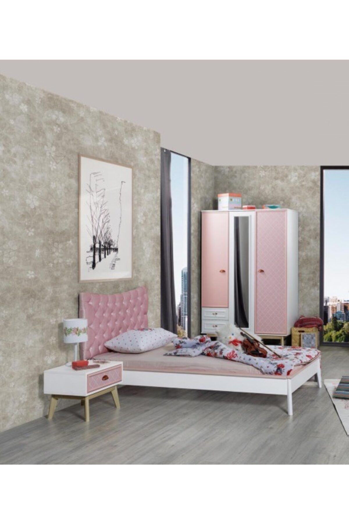 Bubuhome Indiana Genç Odası Takımı ( Dolap + Karyola + Komodin )