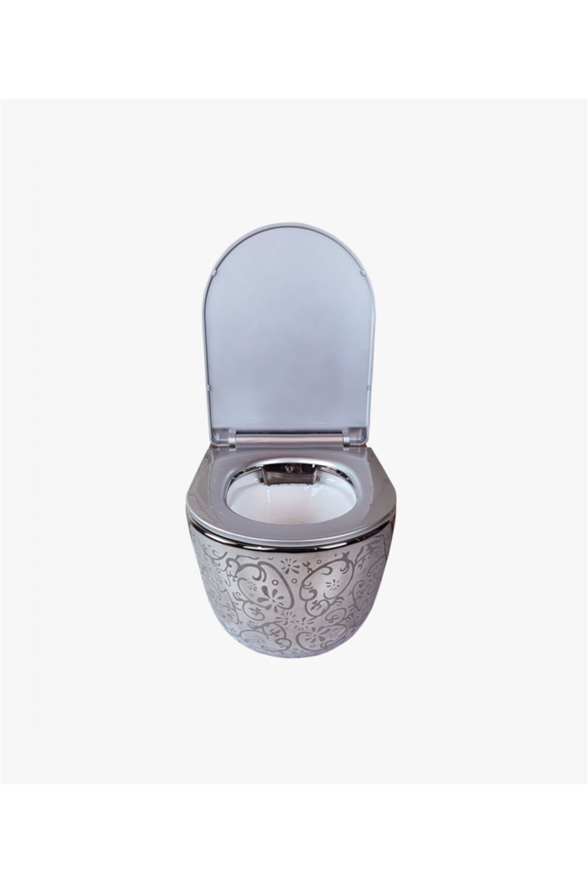 Pure Concept Platin Çiçekli Kanalsız Asma Klozet + Yavaş Kapanır Kapak