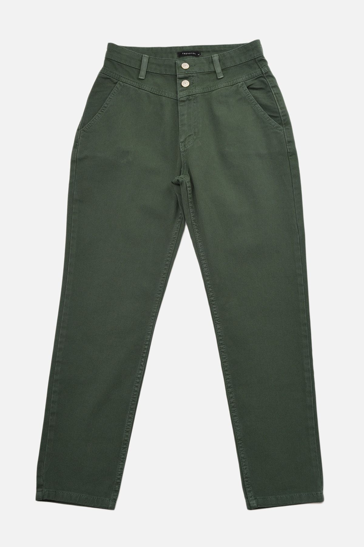 TRENDYOLMİLLA Yeşil Çift Düğmeli Yüksek Bel Mom Jeans TWOAW22JE1096