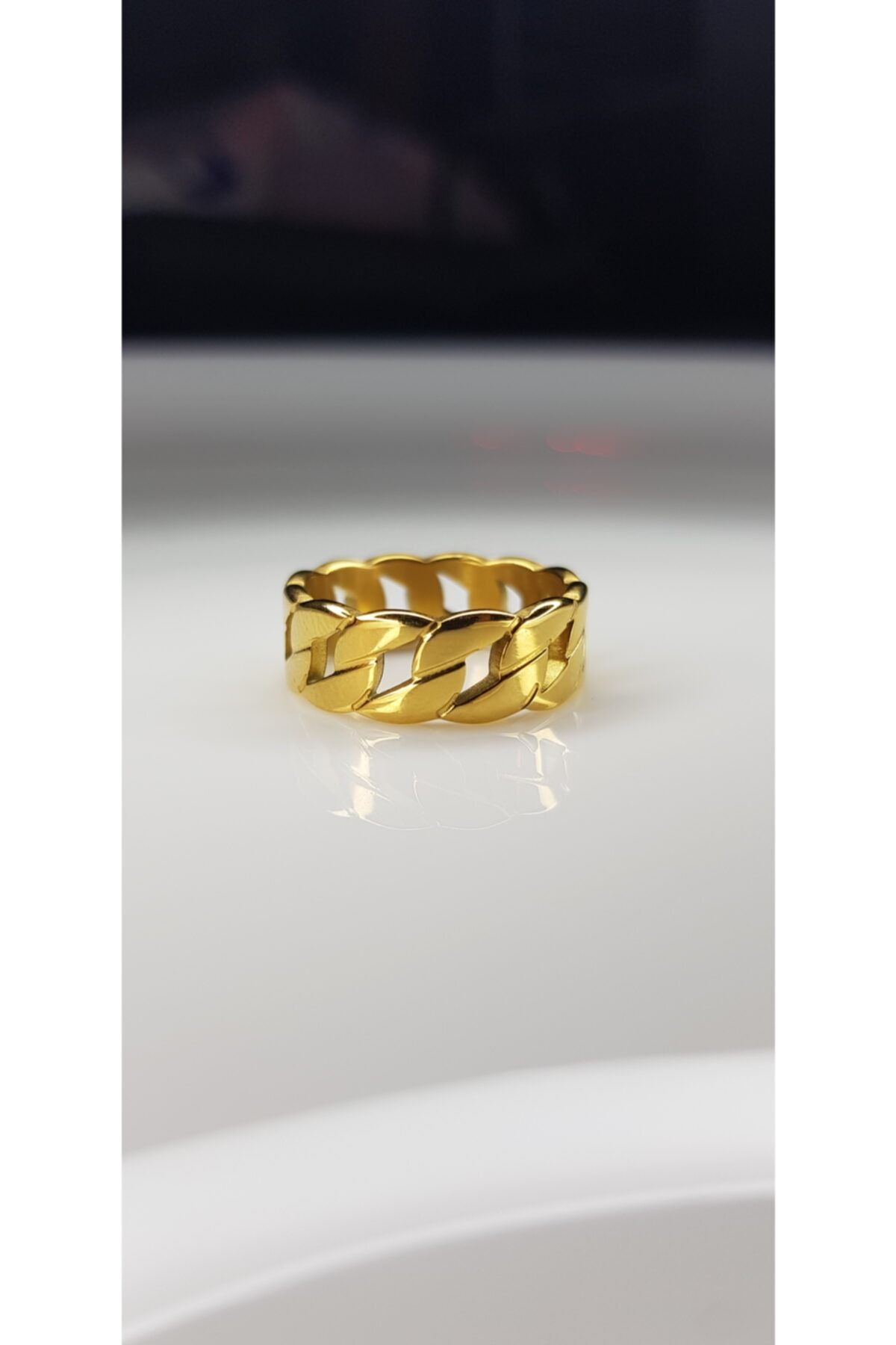 SMFaccessory Gold Geçmeli Çelik Yüzük