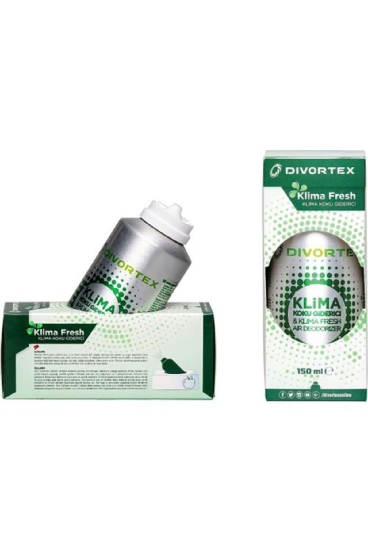 Divortex Klima Fresh - Temizleyici Klima Bombası Yeşil Elma 2 X 150 Ml