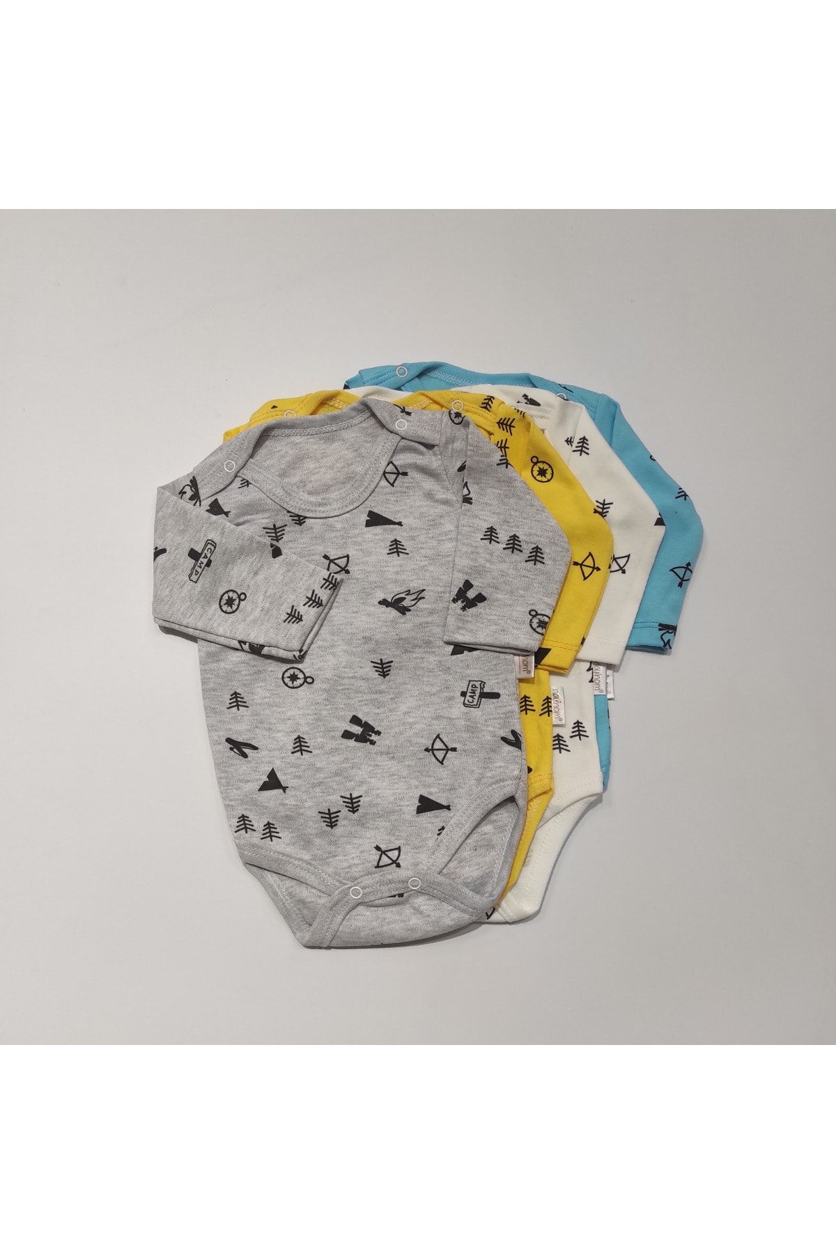 ALİSYUM Unisex Bebek 4 Adet %100 Pamuk Uzun Kollu Bebek Badi Çıtçıtlı Badi Zıbın Body