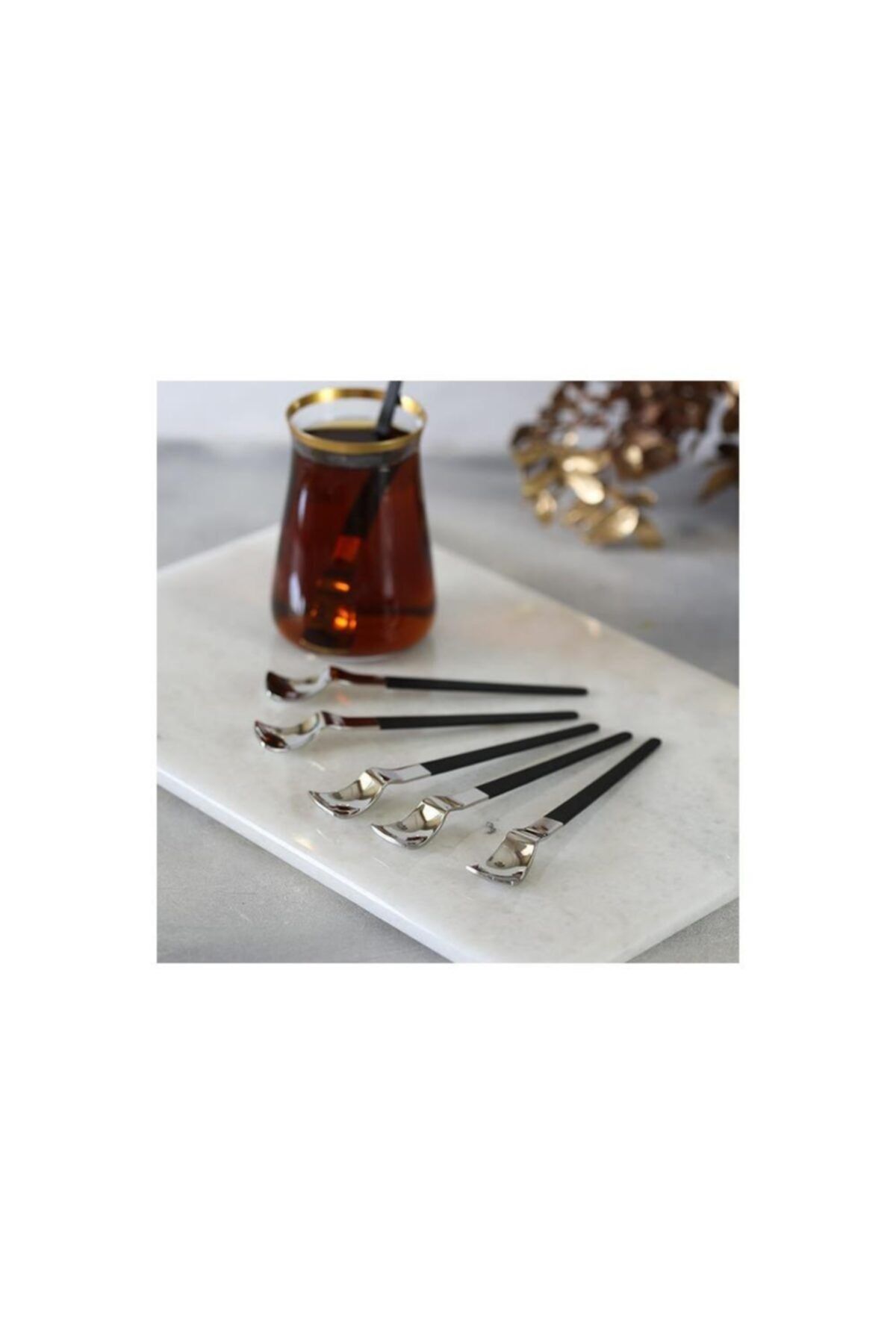 Glamour Siyah Platin 6 Lı Çay Kaşığı 5005