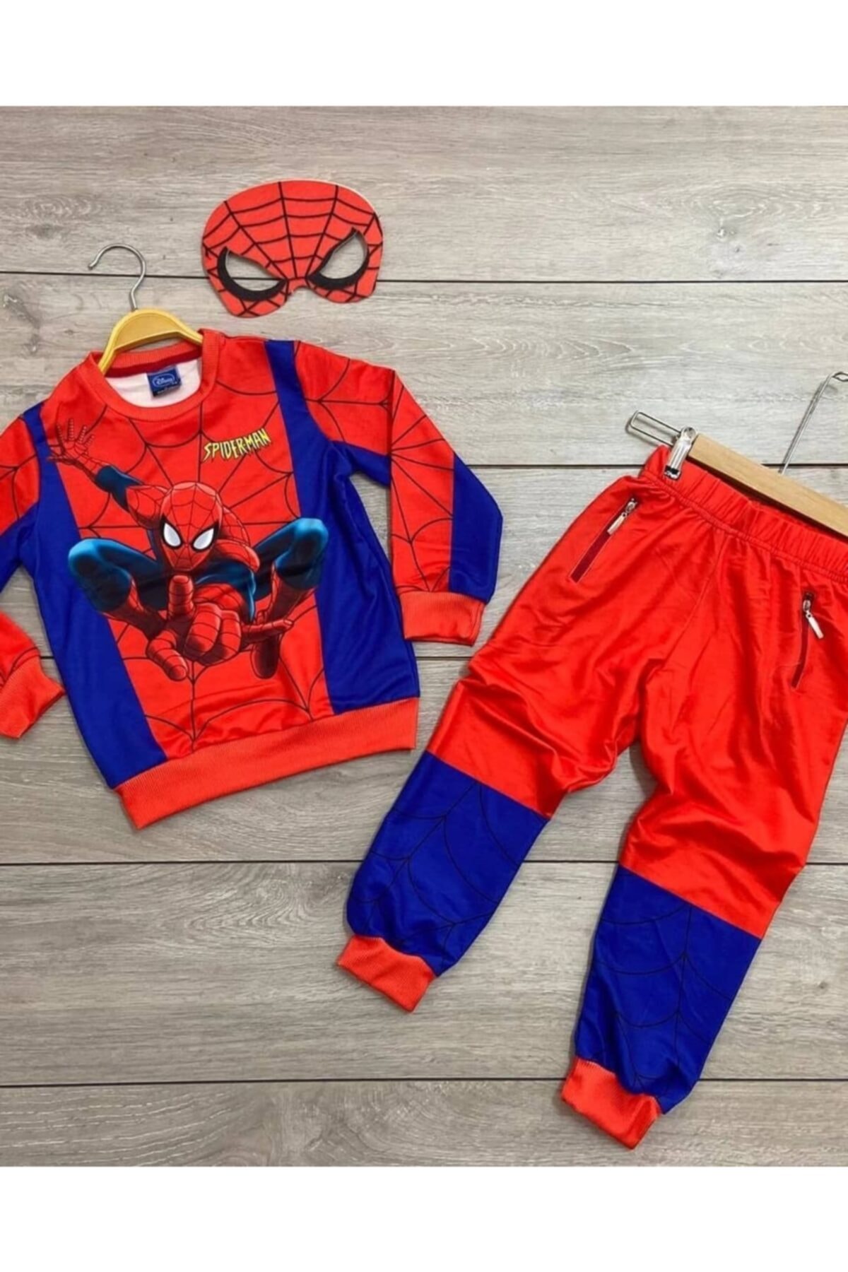 tafitech Örümcek Adam Kostüm Sweetsihrt Alt Üst Maskeli Takım