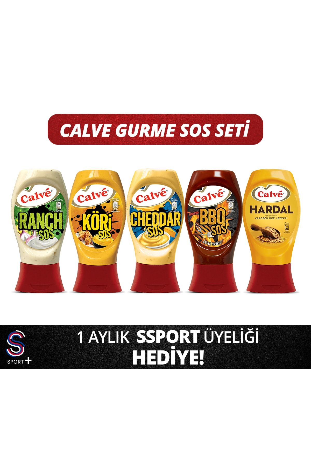 Calve Ranch Sos 245 gr + Köri Sos 260 gr + Cheddar Sos 240 gr + Bbq Sos 290 gr + Hardal 250 gr