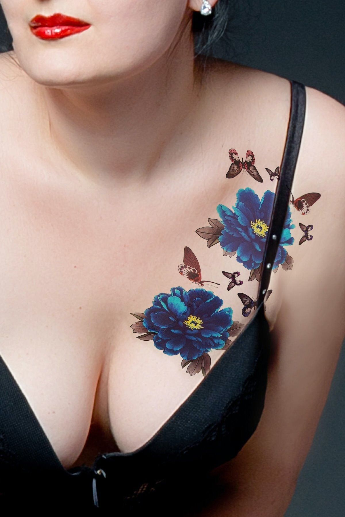TAKIŞTIR Geçici Çiçek Ve Kelebek Dövme Tattoo
