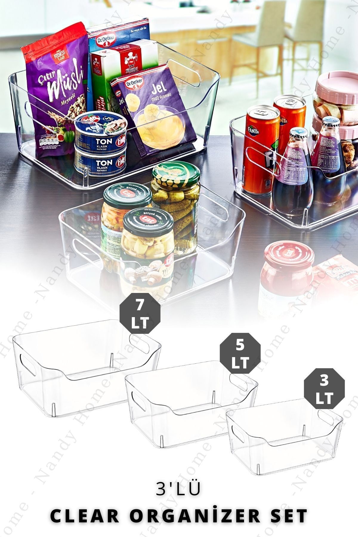 Nandy Home 3'lü Set Lt Clear Buzdolabı & Dolap Içi Düzenleyici Organizer