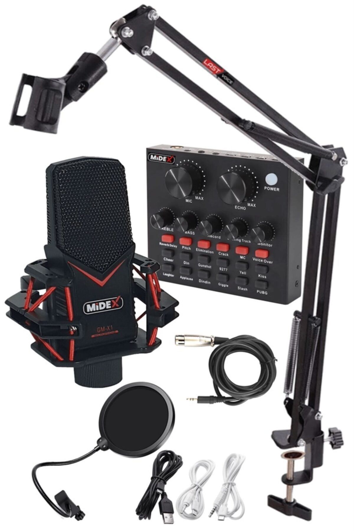 Lastvoice Midex Gmx-1rc Set Condenser Mikrofon Ses Kartı Canlı Yayın Paketi (TELEFON VE PC)
