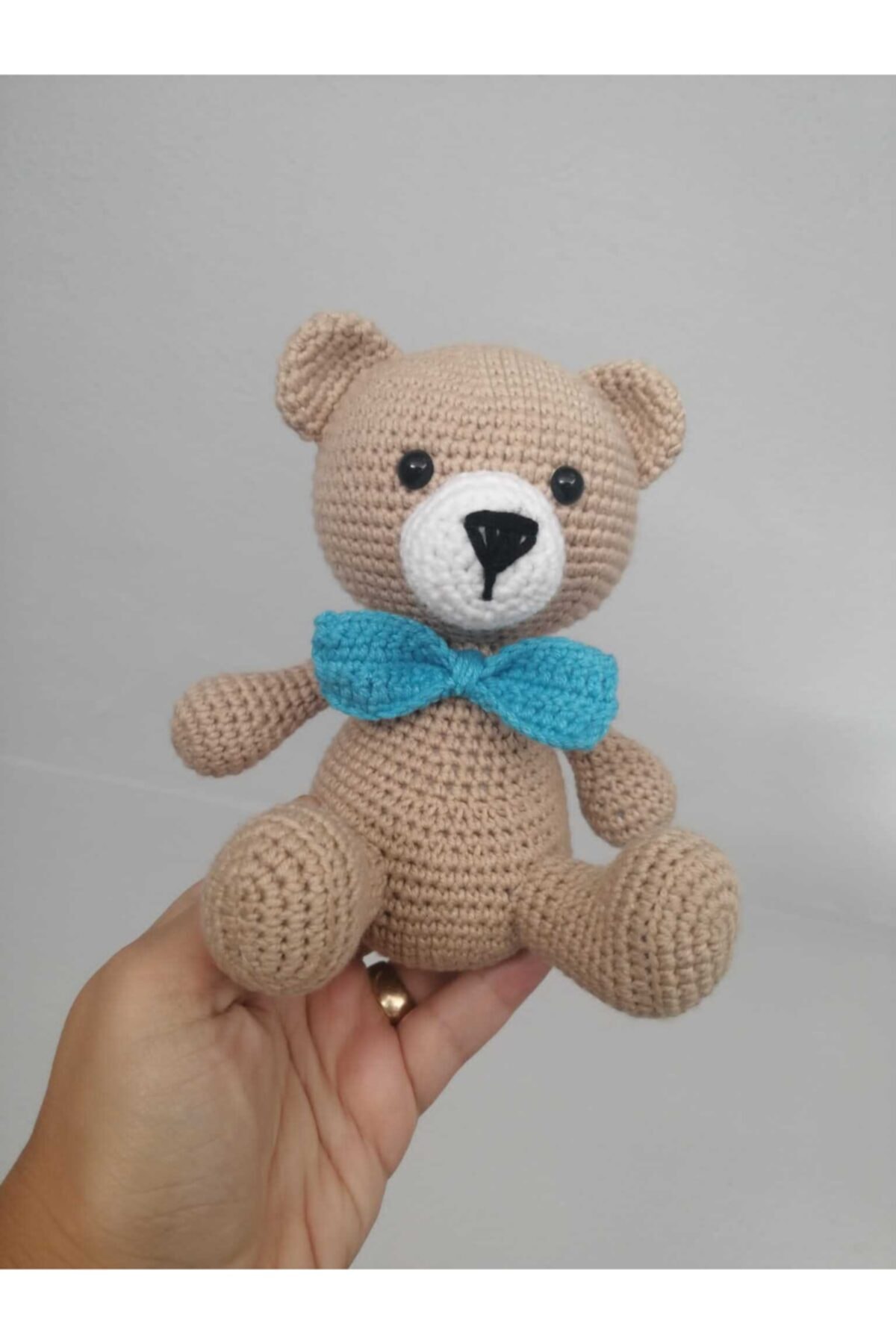 USTAHOBİEVİ Amigurumi Sevimli Papyonlu Ayıcık Organik Örgü Oyuncak