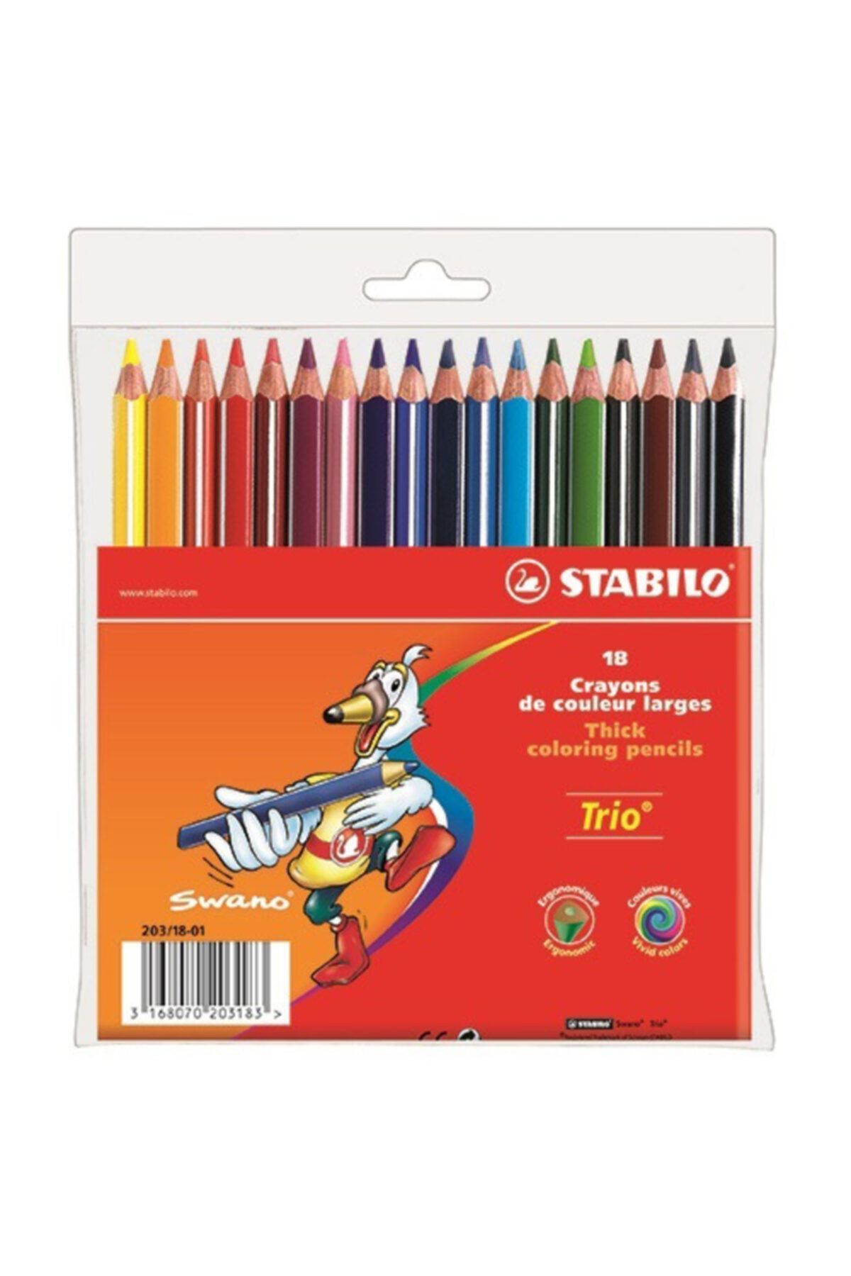 Stabilo 18 Renk Trıo Kalın Kuru Boya 203/18-01