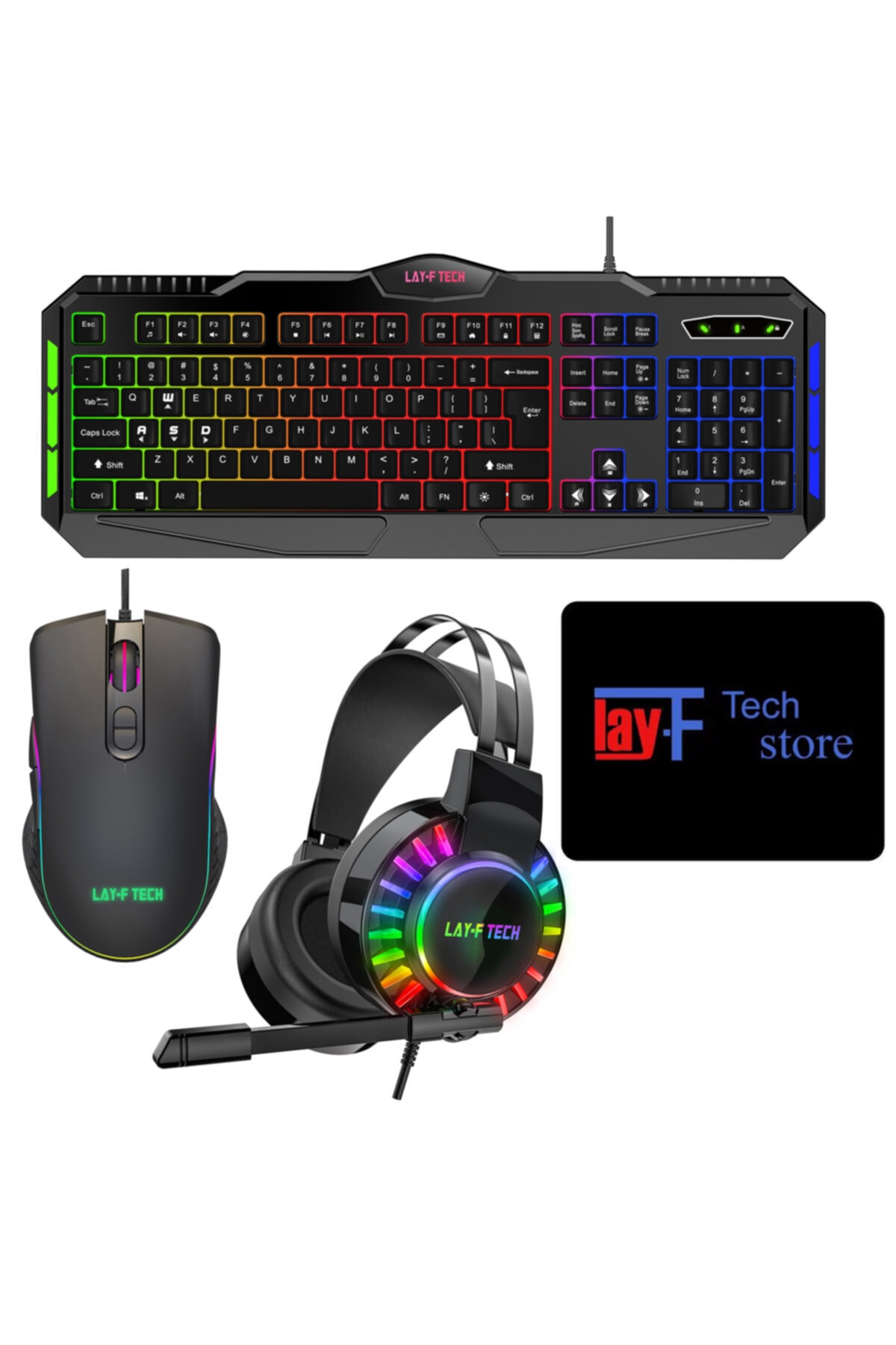 layftech Sc901-a867-h60 Oyuncu Klavye Mouse Kulaklık Mousepad,4'lü Gaming Set
