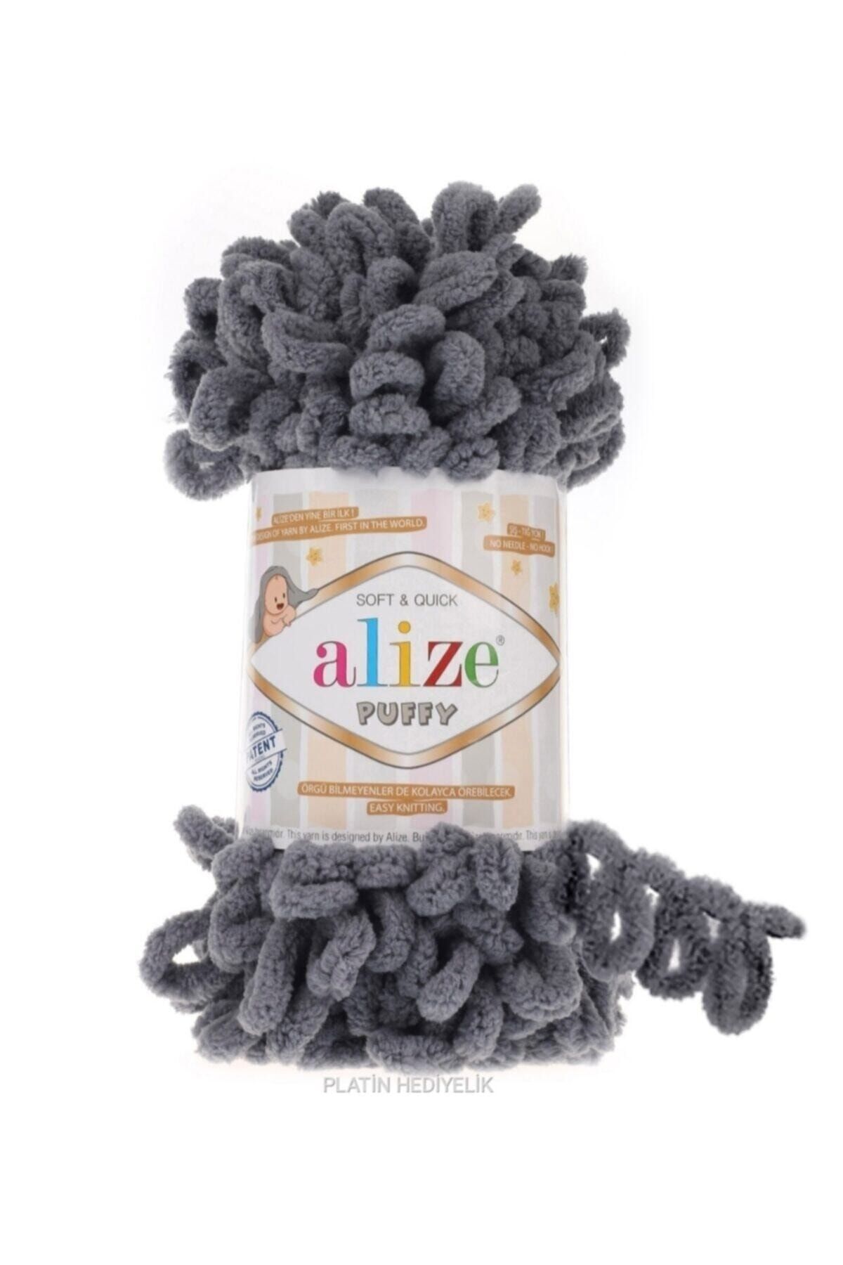 Alize ( 5 Adet ) Puffy 87 Gri El Örgü Iplikleri Panduf Battaniye Ipi Atkı Hırka Paspas Ipliği