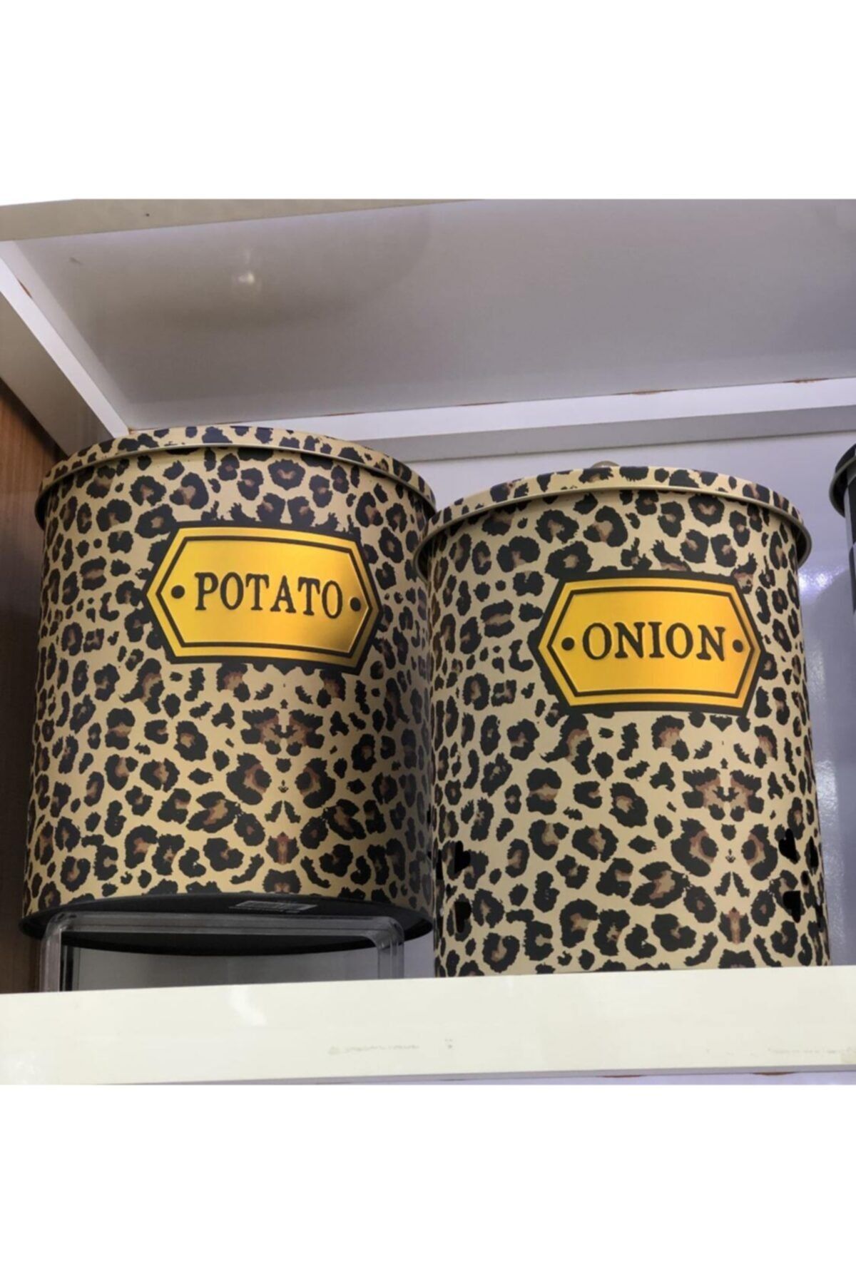 paris dünyası Leopar Model Metal Patates Soğan Kovası