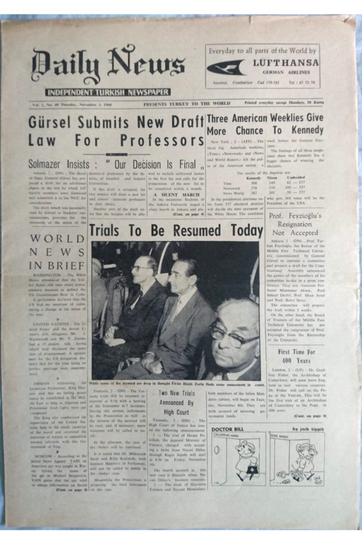 Turkish Daily News Daıly News (ingilizce) - Günlük Gazete (november 3, 1960
