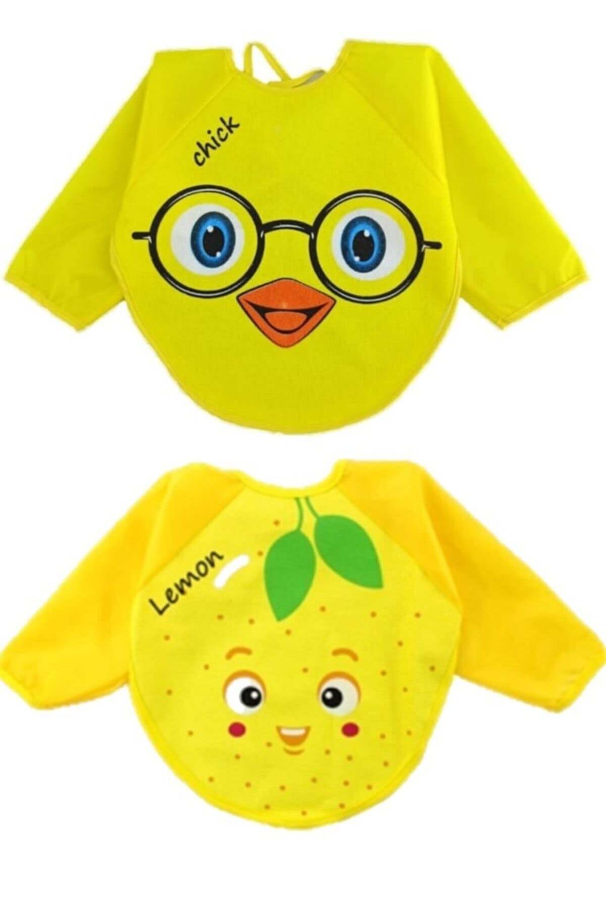 Belinay Limon Ve Civciv Motif Giyilebilir Kollu Mama Önlüğü