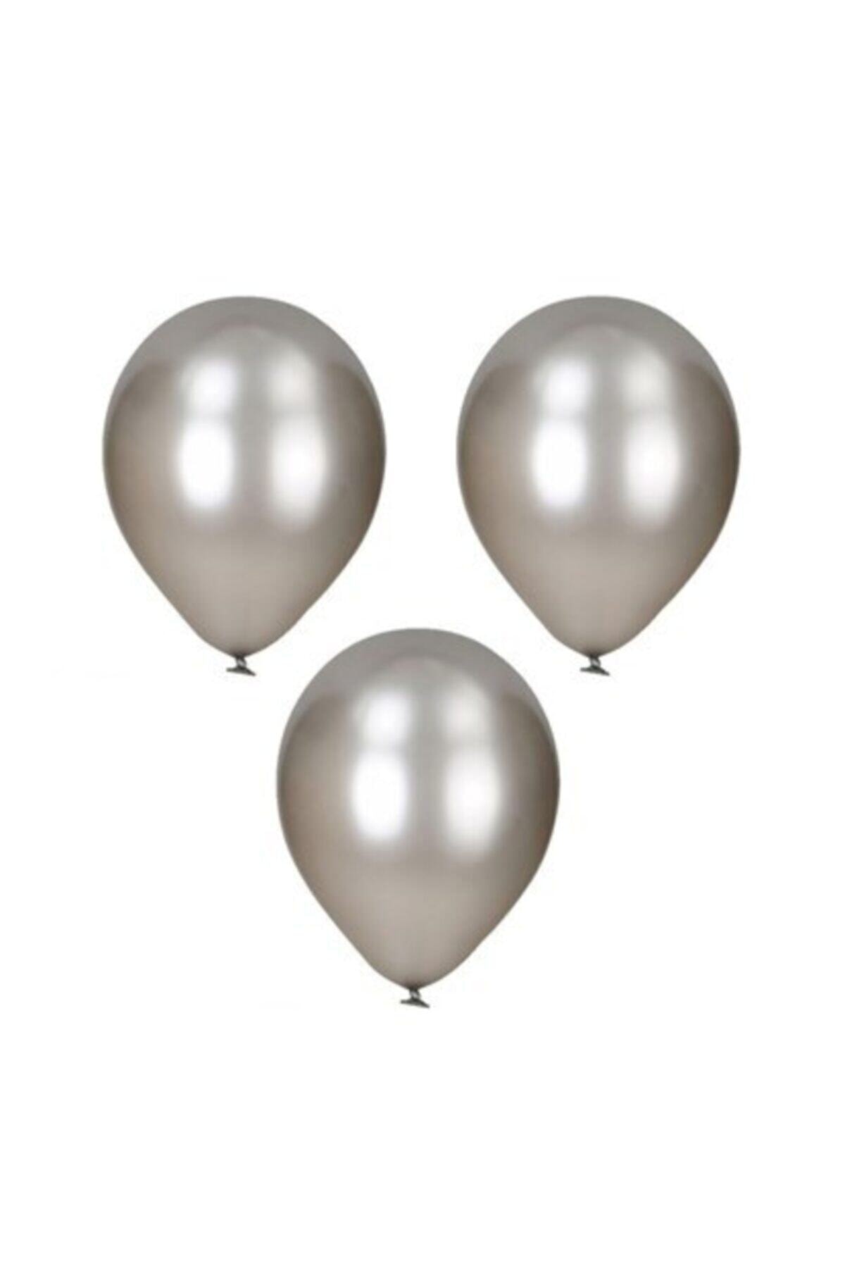 Organizasyon Pazarı 12 Inç Metalik Gümüş Balon 10'lu
