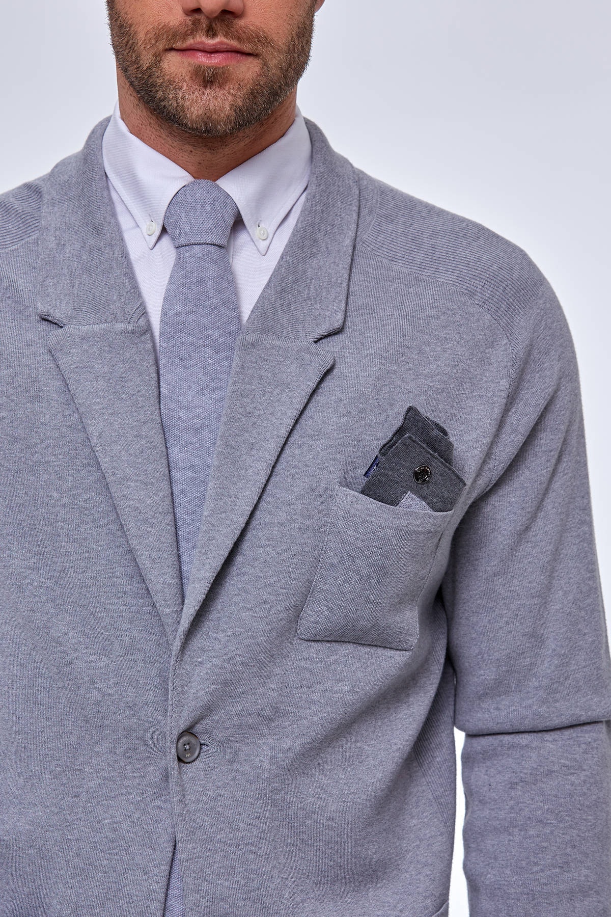 Hemington Açık Gri Örgü Mendil