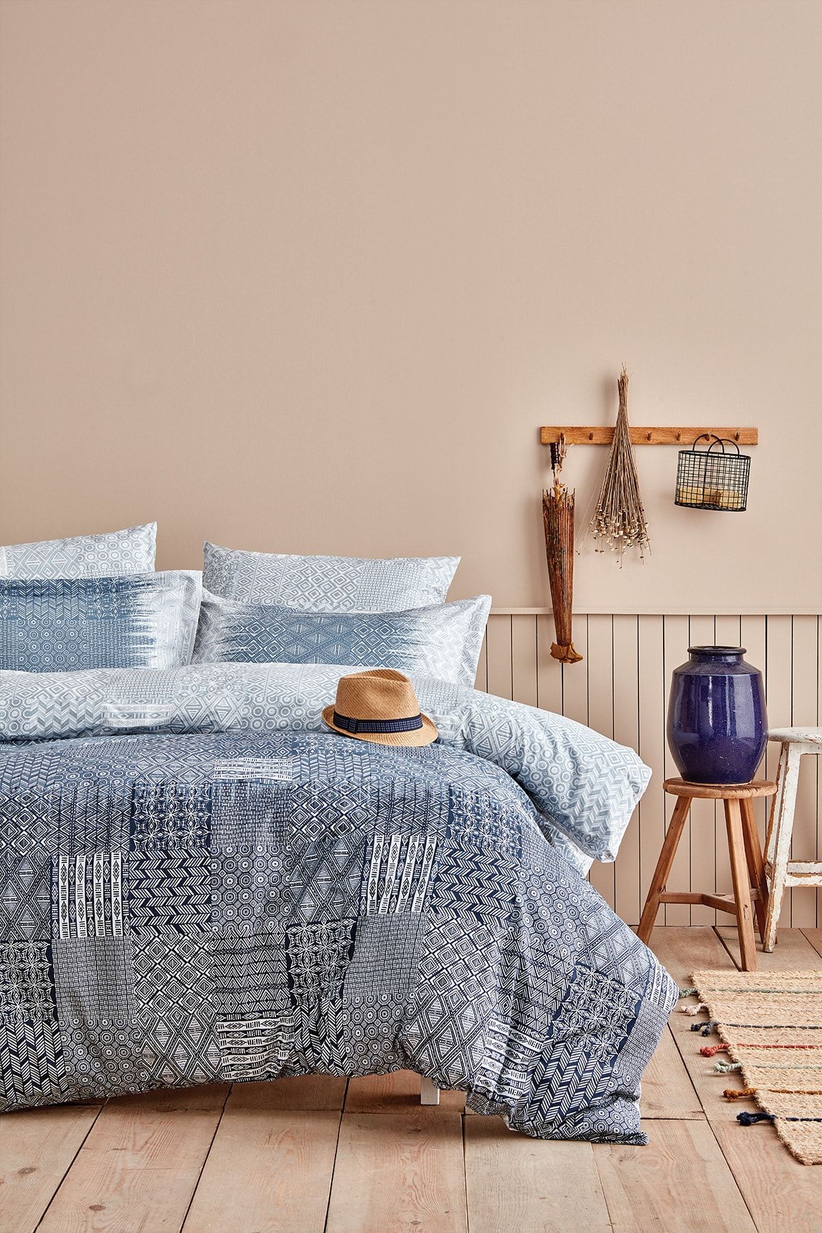 Yataş Bedding Lorin Ranforce Çift Kişilik Nevresim Takımı  Mavi