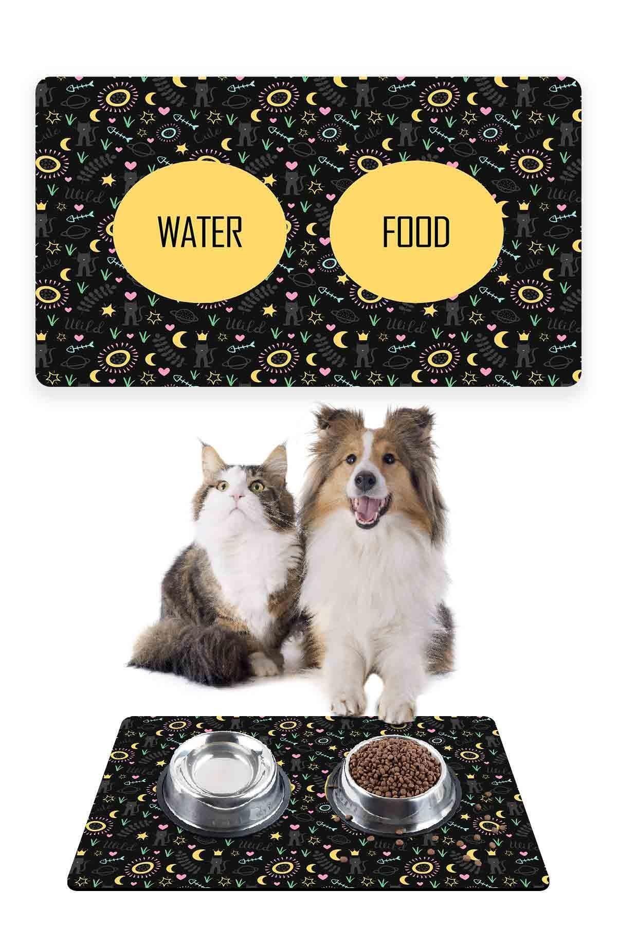 Patipeti Kedi Mama Servis Altlığı Mama Paspası Siyah 50x35cm