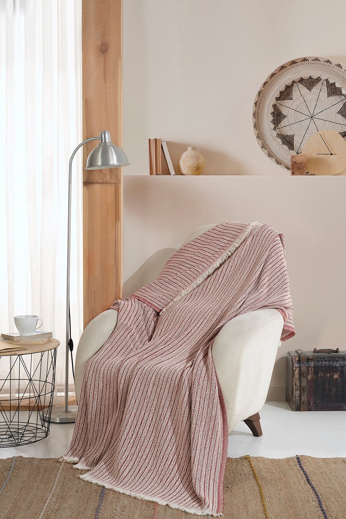 Lux Touch Vera Kiremit Tekli Koltuk Berjer Örtüsü Şalı 150 X 200 Cm Tv Battaniyesi Throw Pamuklu