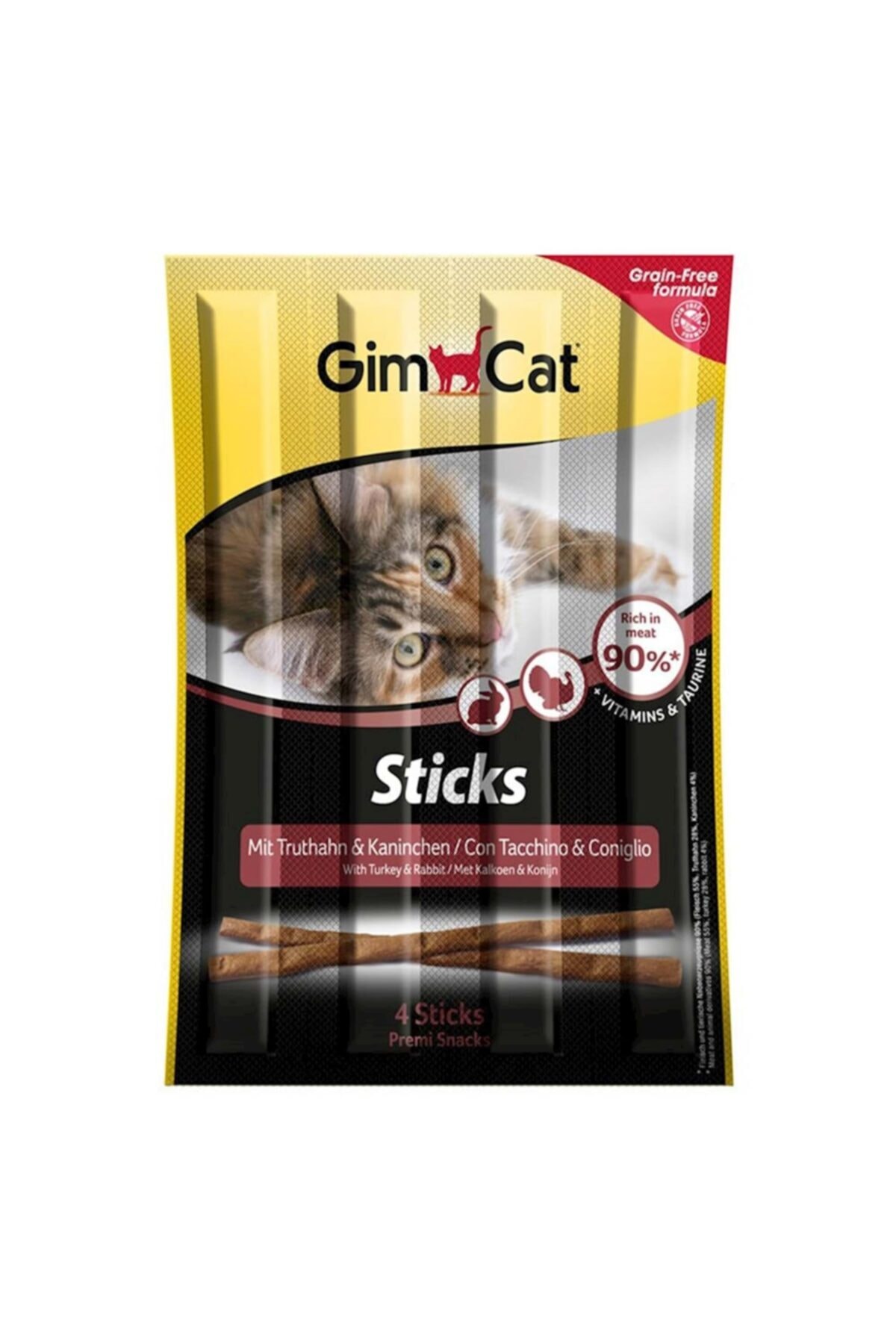 Gimcat Sticks Tahılsız Hindi Ve Tavşan Etli Kedi Ödül Çubukları 4'lü 20 Gr