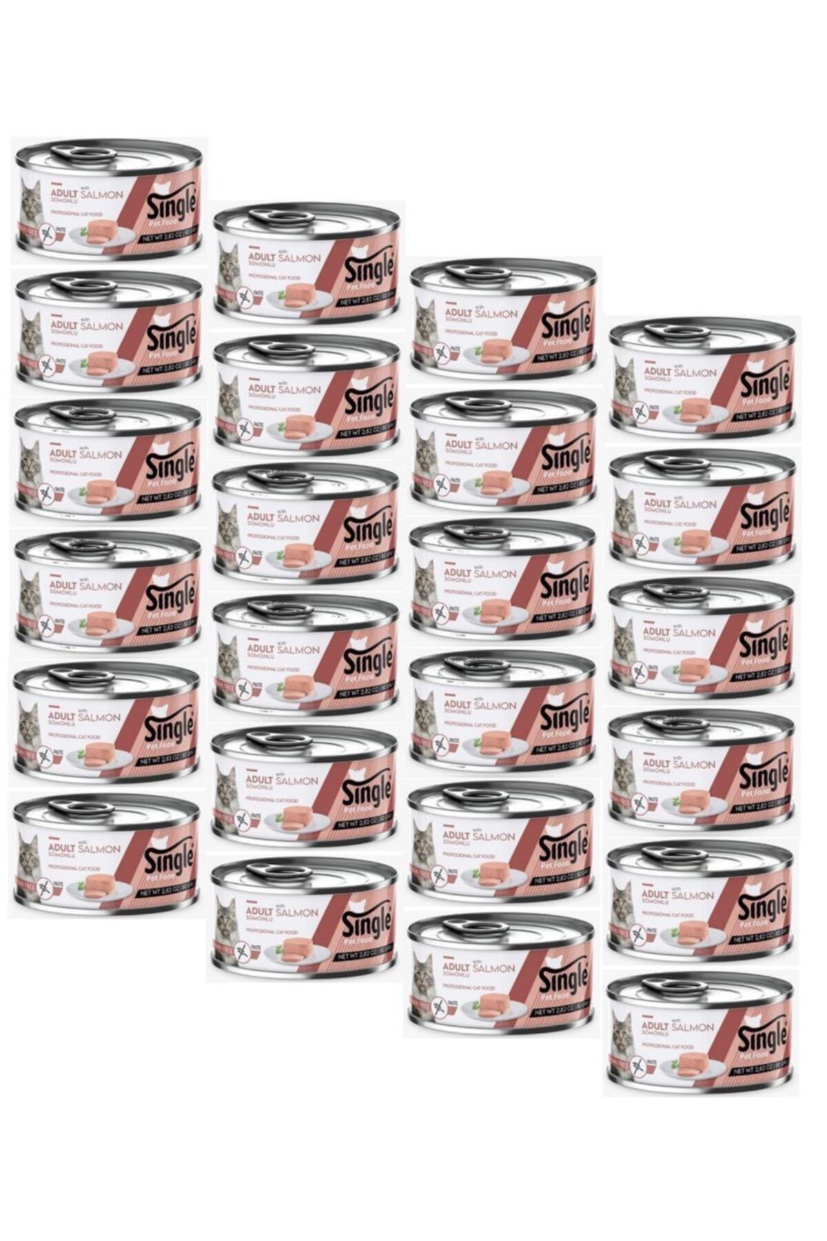 SINGLE Pate Somonlu Tahılsız Yetişkin Kedi Konservesi 80 Gr