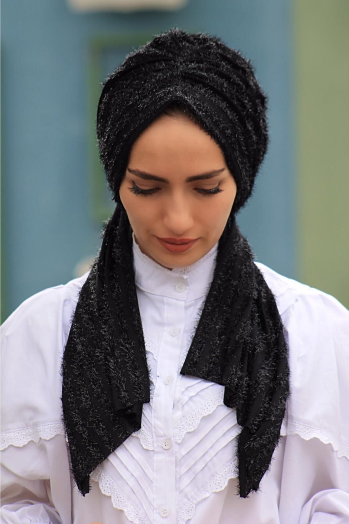 Amisos Bone Şal Hazır Tesettür Giyim Tasarım Bone Sakallı Kumaş - Yeni Desen