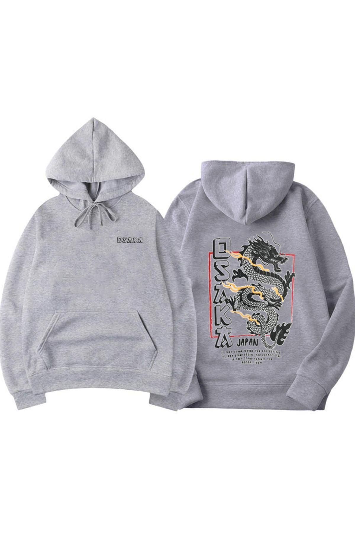 Oksit Osaka Dragon Baskılı Oversize Unisex Sweatshirt