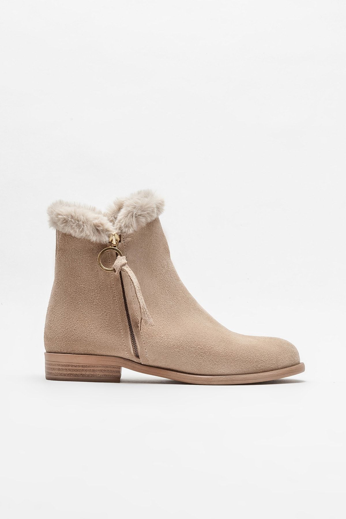 Elle Shoes Kadın Bej Deri Düz Bot
