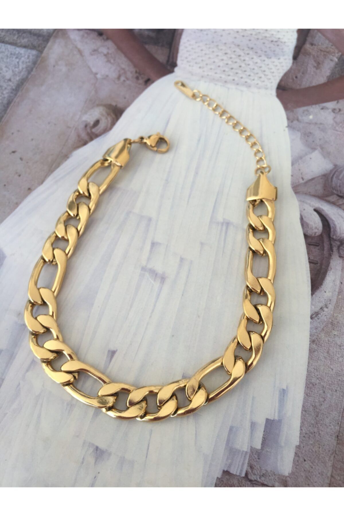ACCESSORIES WORLD Çelik Gold Renk Kalın Halka Bileklik