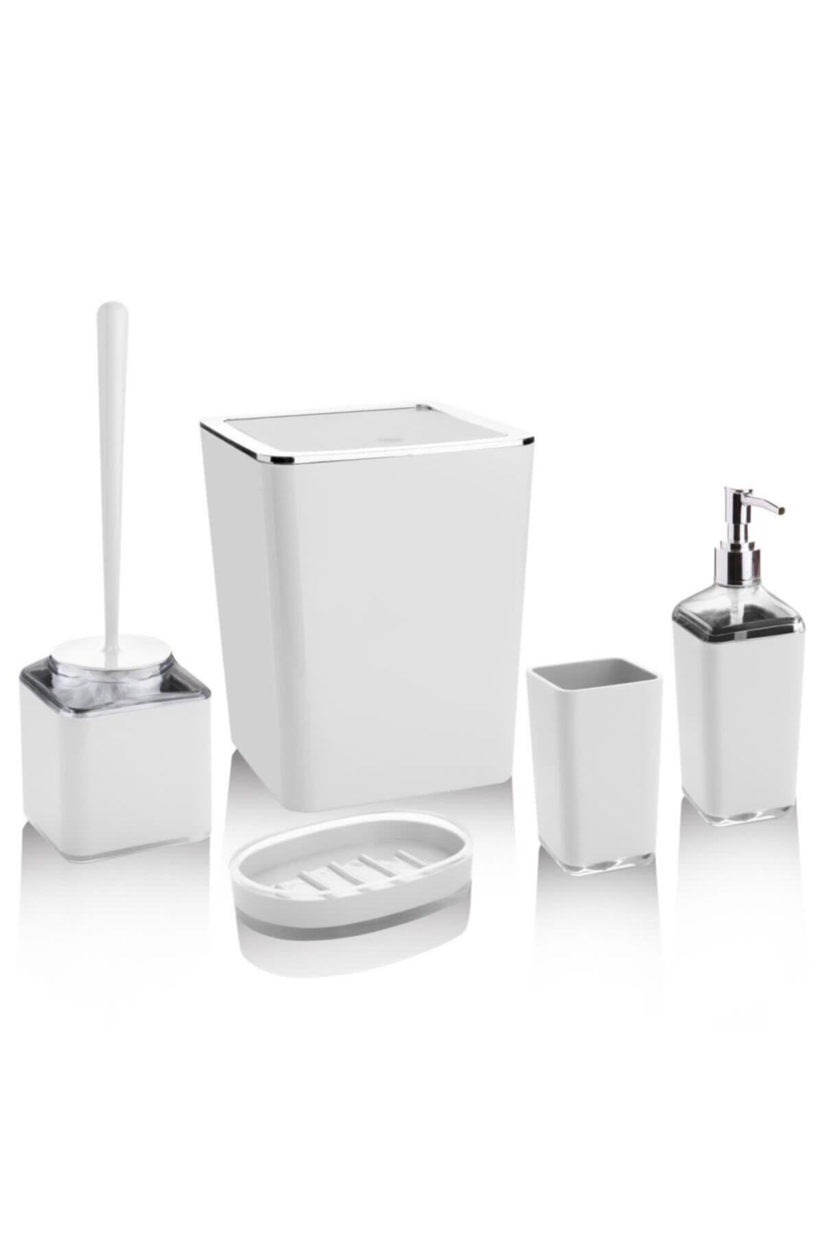 FORSACE 5 Parça Kare Banyo Seti Akrilik Beyaz