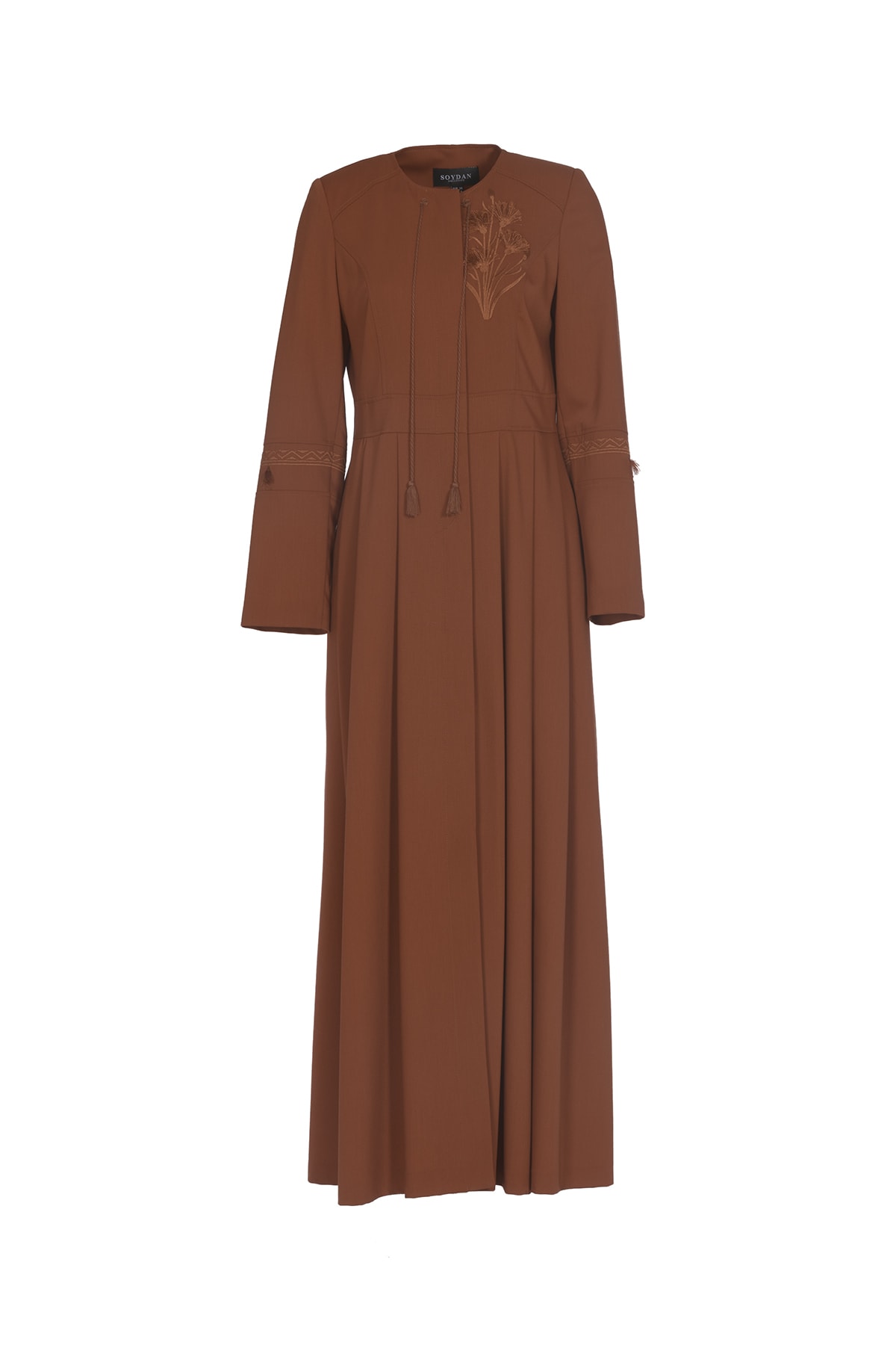 Soydan Güner Pileli Işleme Detaylı Tam Boy Kiremit Pardesü 1909