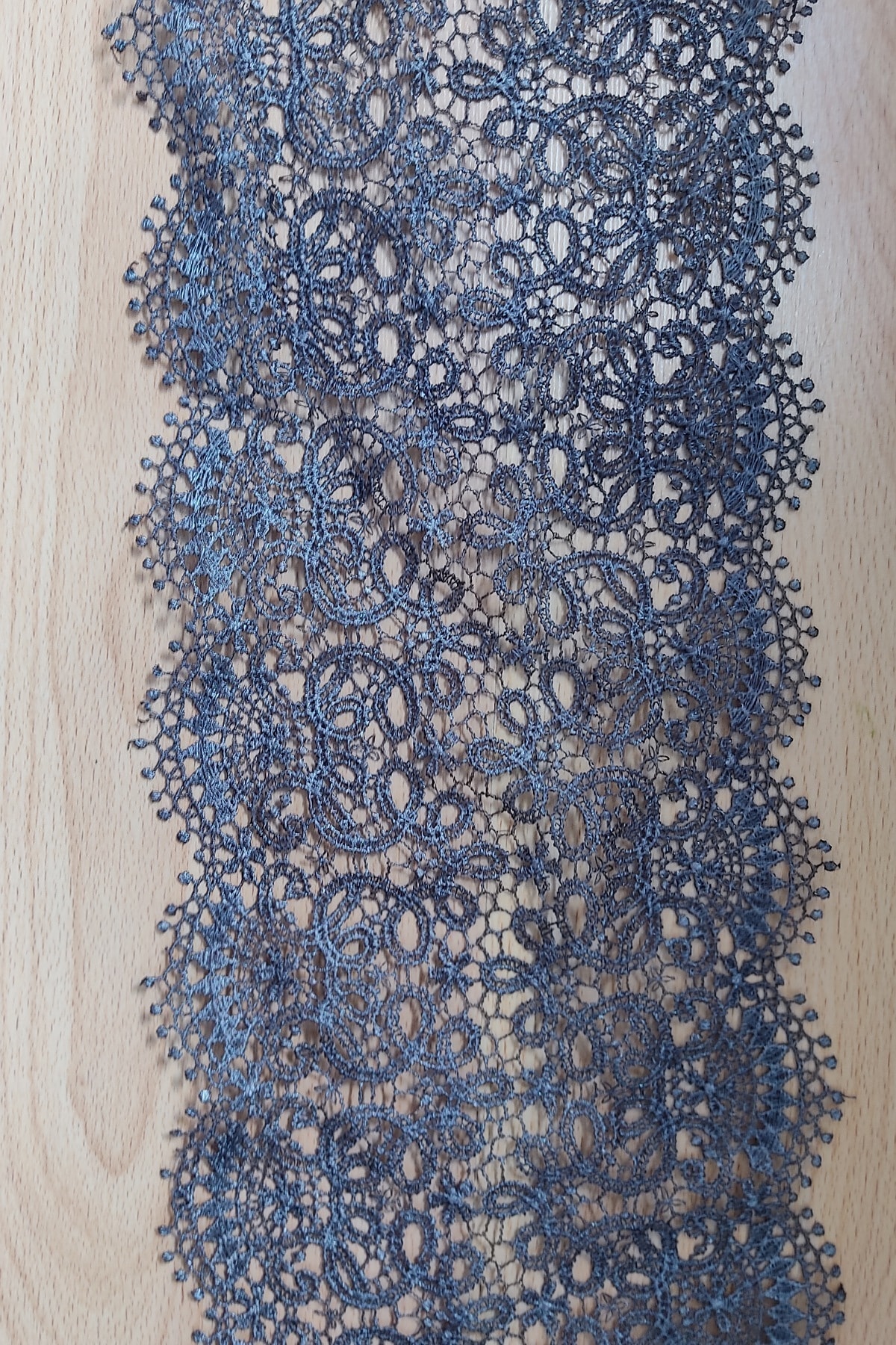 DUAYEN Güpür Dantel Ara Desen Antrasit 1 Metre