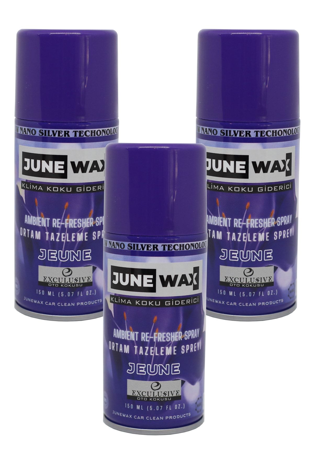 JUNE WAX Klima Koku Giderici Jeune 150 Ml / Parfüm Esanslı Koku Bombası / 3lü Paket