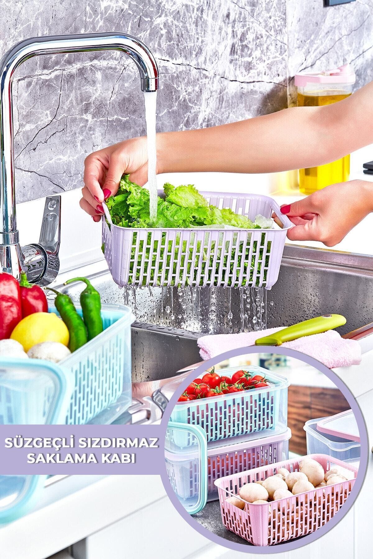 Meleni Home Doğal Süzgeçli Fresh Saklama Kabı 3,5 LT