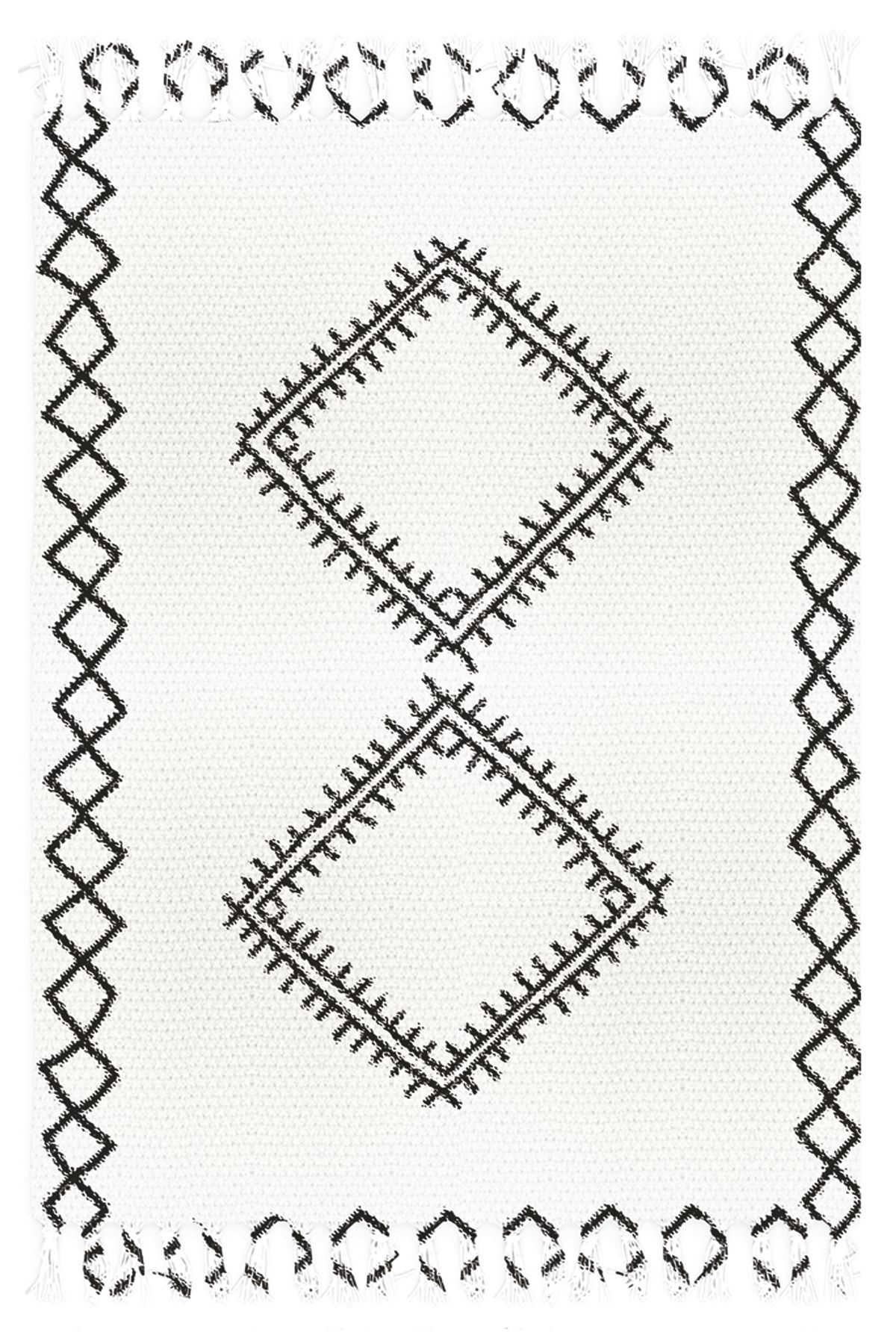 KARNAVAL HOME Karnaval Etnik Otantik Vintage Desenli Yıkanabilir Saçaklı Uşak Dokuma Kilim Petra-9049