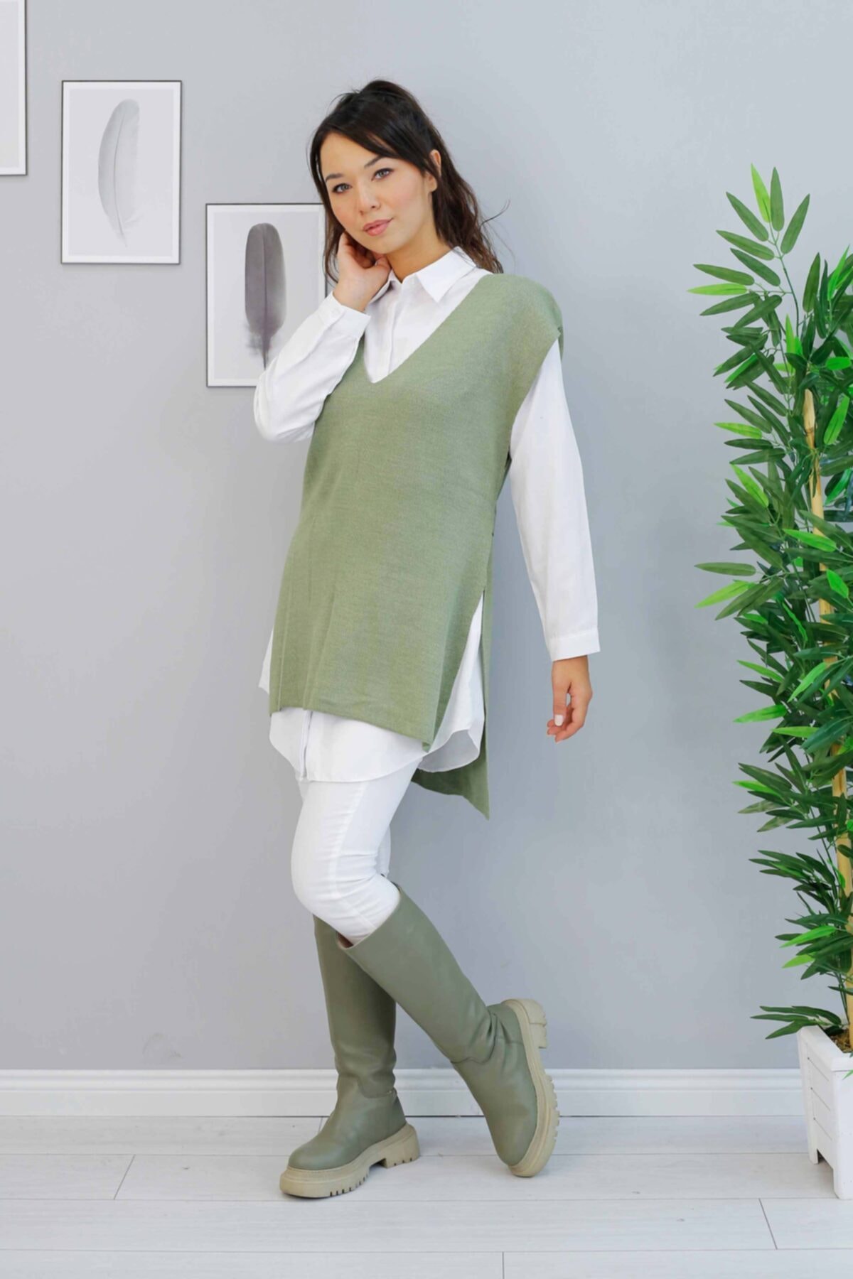İmajButik Triko Süveter/yeşil