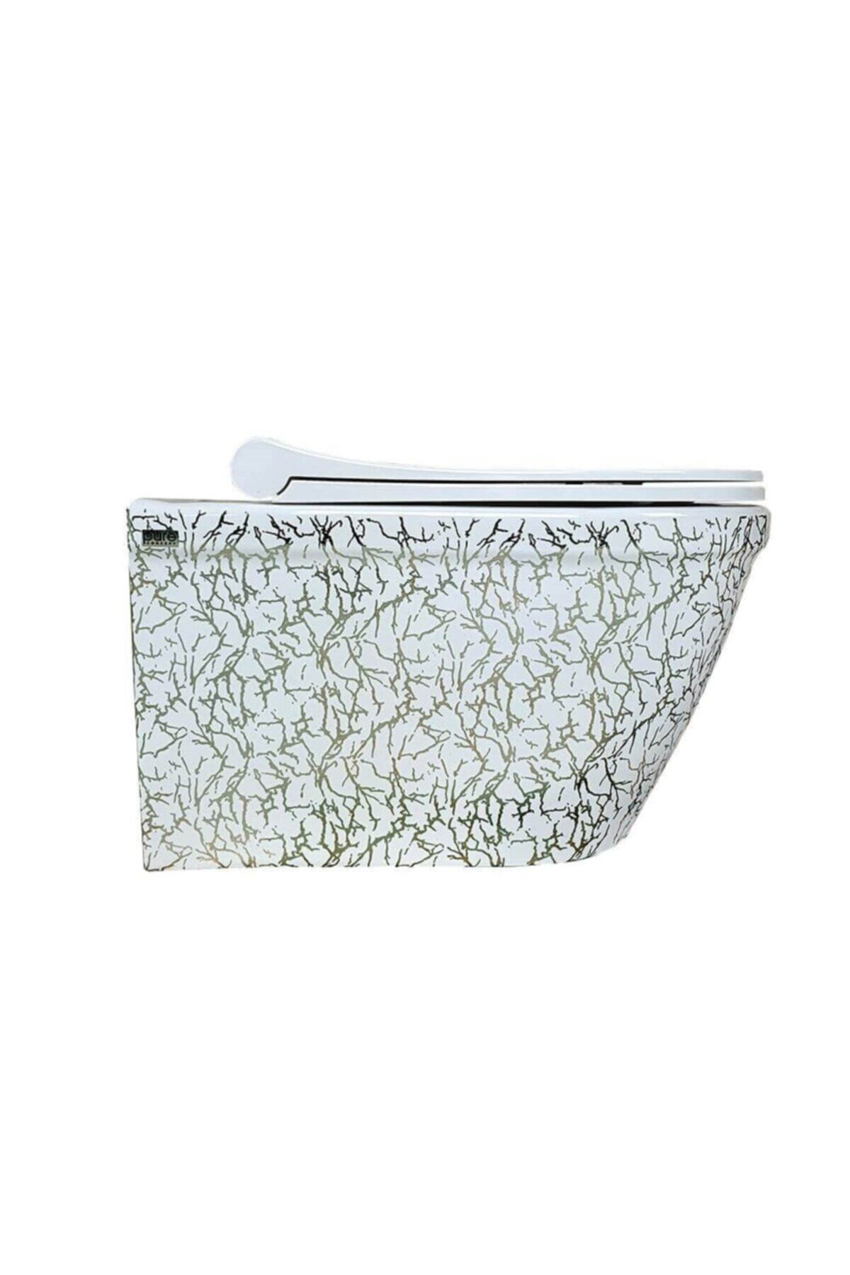 Pure Concept Marble White & Silver Kanalsız Asma Klozet