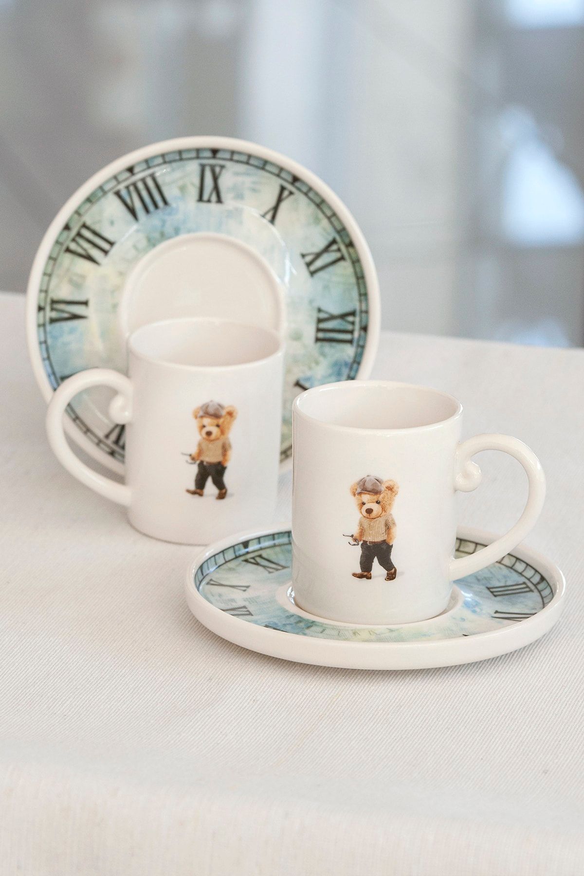 Bursa Porselen Dekor Teddy Bear Time Iki Kişilik Kahve Fincan Takımı