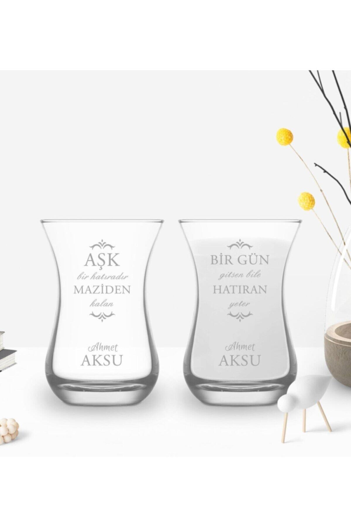 BK Kişiye Özel Hatıran Yeter Tasarımlı 2’li Aida Çay Bardağı Rakı Kadehi-1