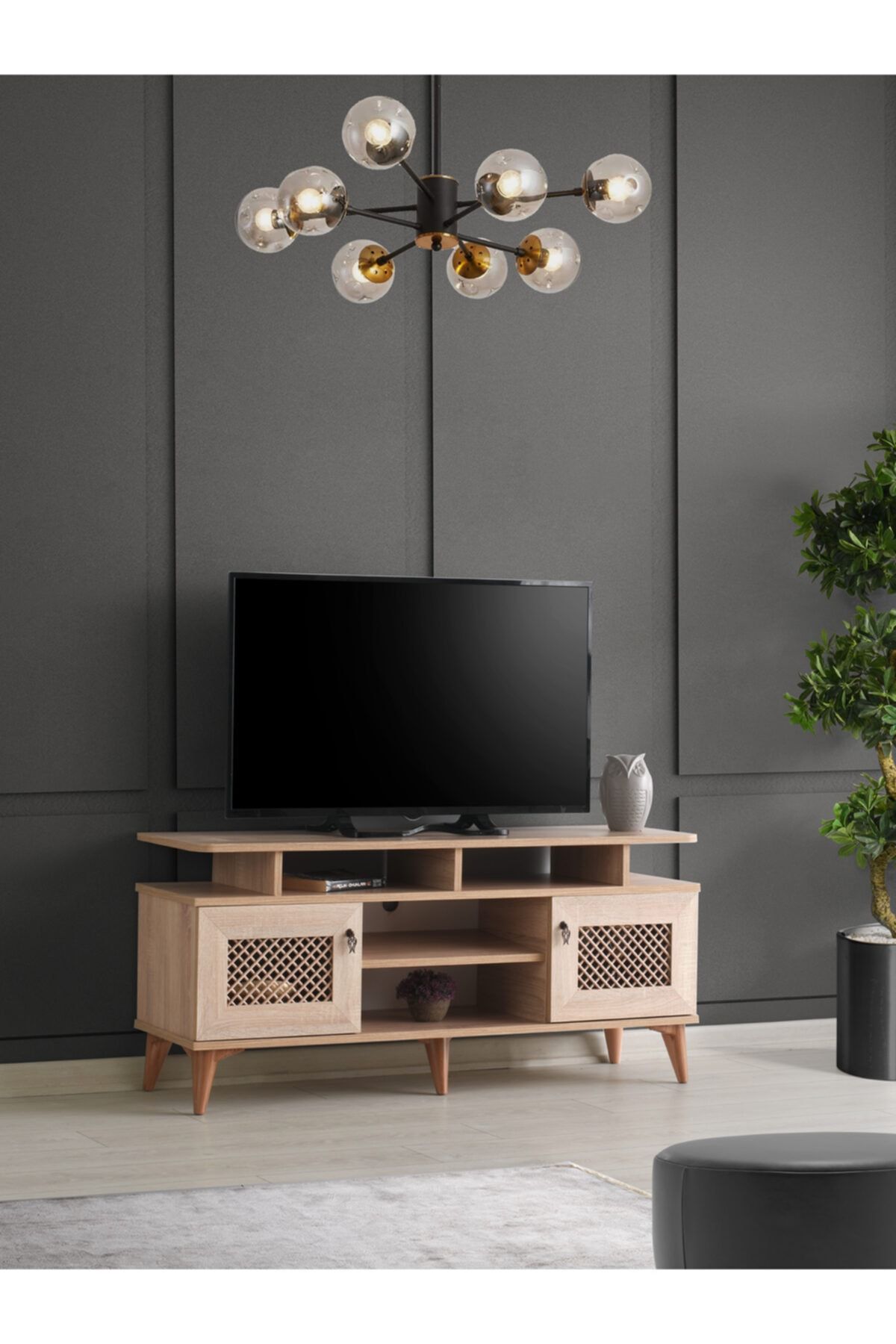 Venüs 110 Cm Hasırlı Raflı Tv Sehpası