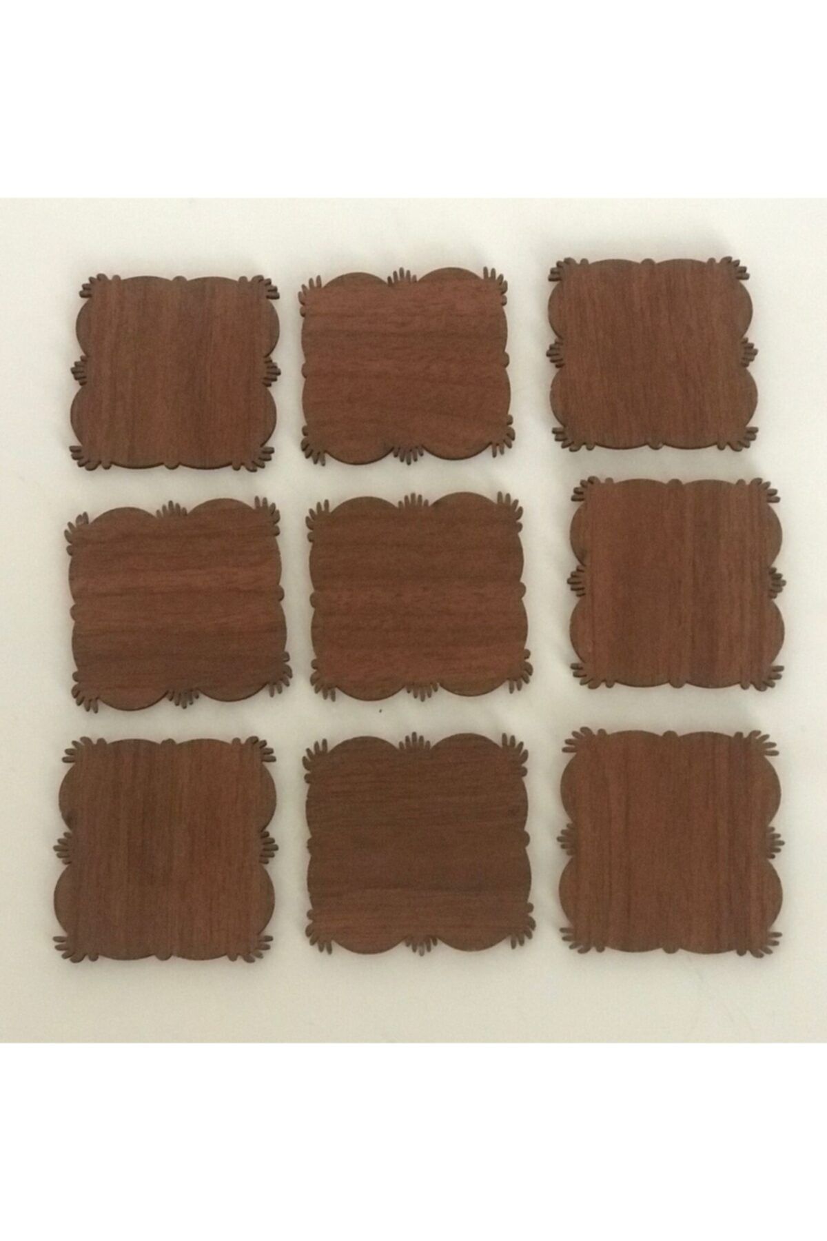 firdevsi hobi Magnet Ahşabı-7x7cm--mıklatıslı- 10 Adet-kahve Rengi
