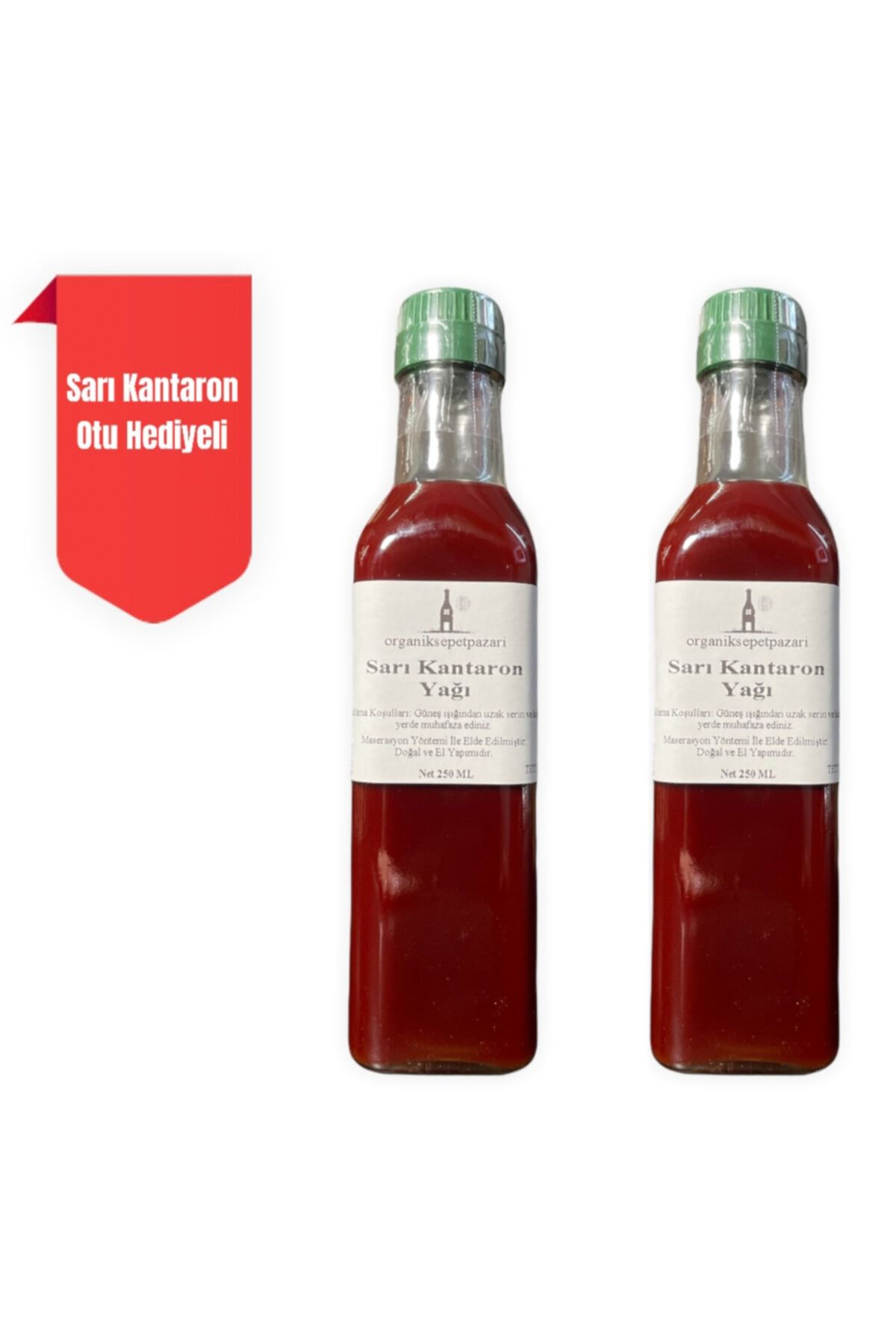 Organik Sepet Pazarı Sarı Kantaron Yağı 250 Ml ( 2 X 250 Ml ) Cam Şişe
