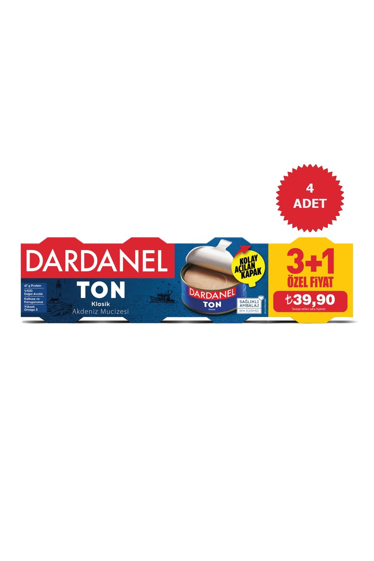 Dardanel Ayçiçekyağlı Ton Balığı 4x75g(3+1) 4 Adet