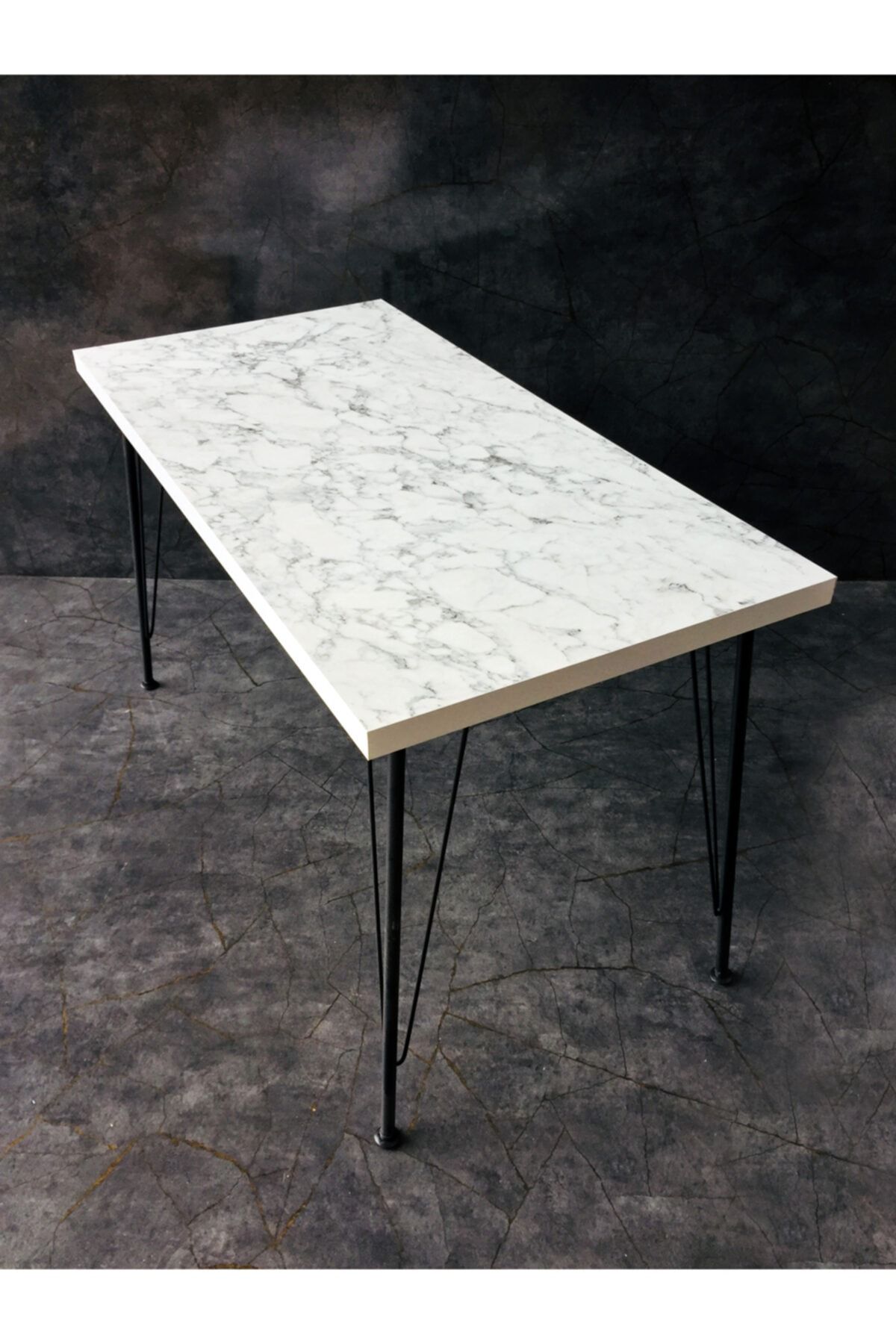 Yirmi15 White Marble 70x120 Cm Dekoratif Mutfak Masası