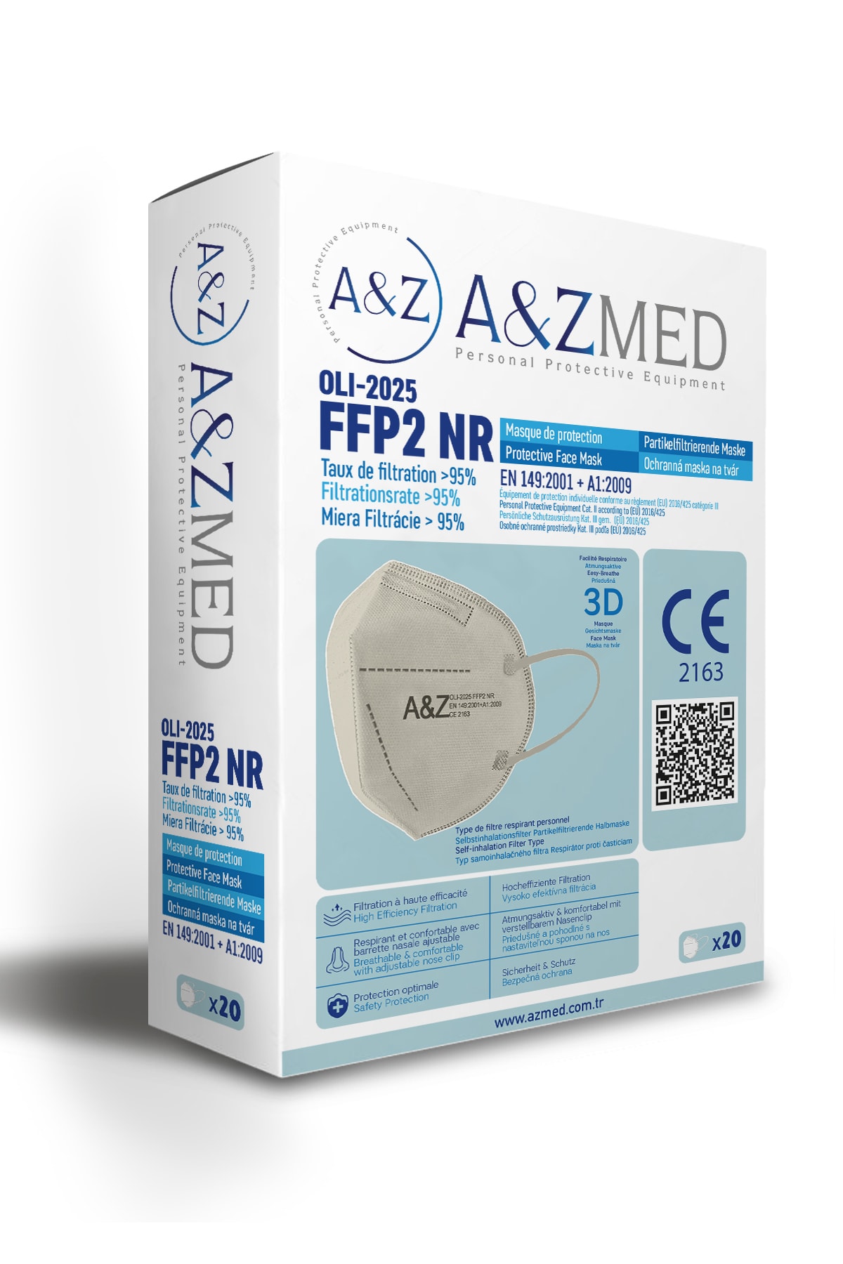 A&Z Med Ffp2 Maske Telli Ve Tek Tek Paketli 20 Adetlik 1 Kutu - Açık Bej