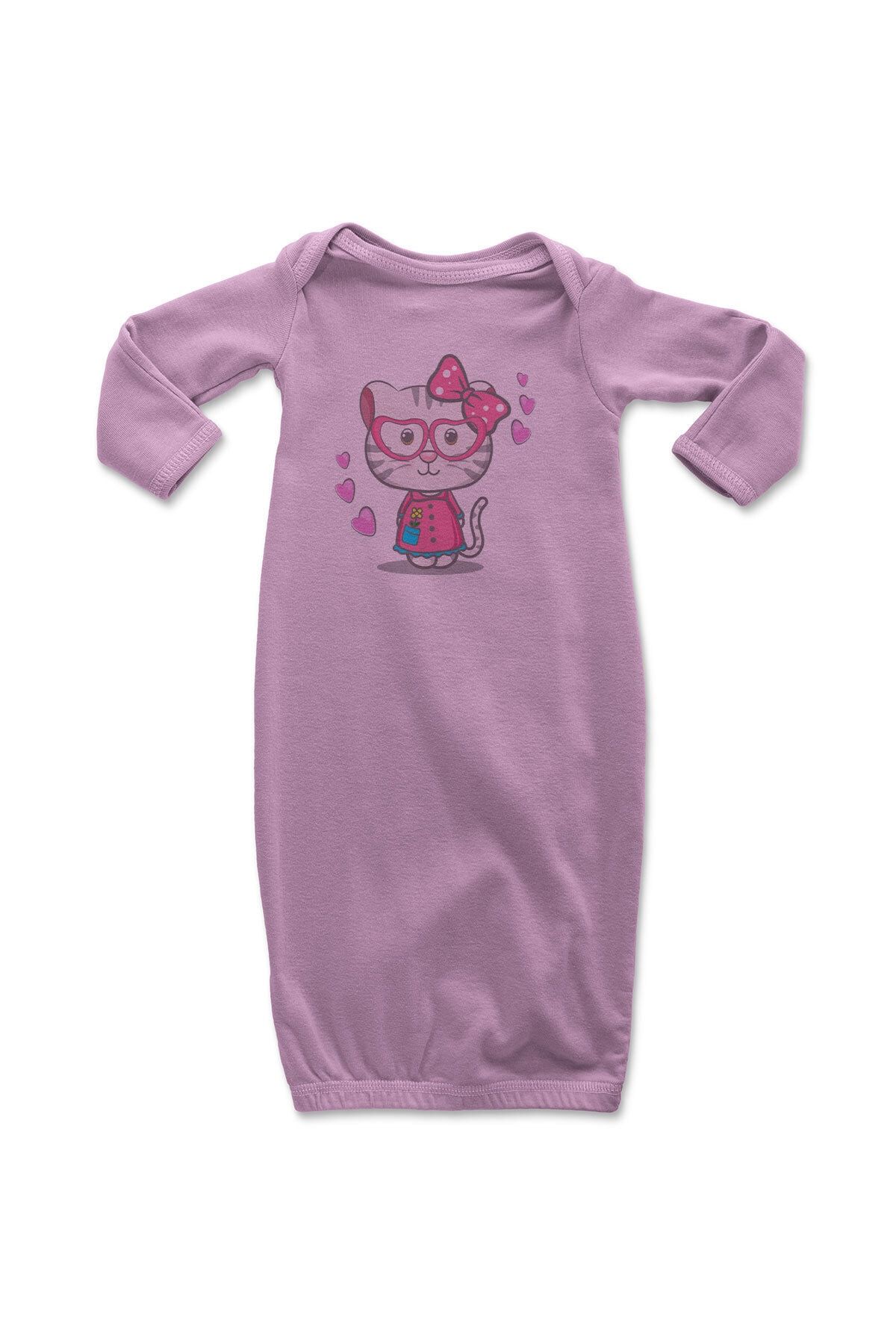 Angemiel Baby Gözlükl Şirin Kedi Yavrusu Kız Bebek Uyku Tulumu Pembe