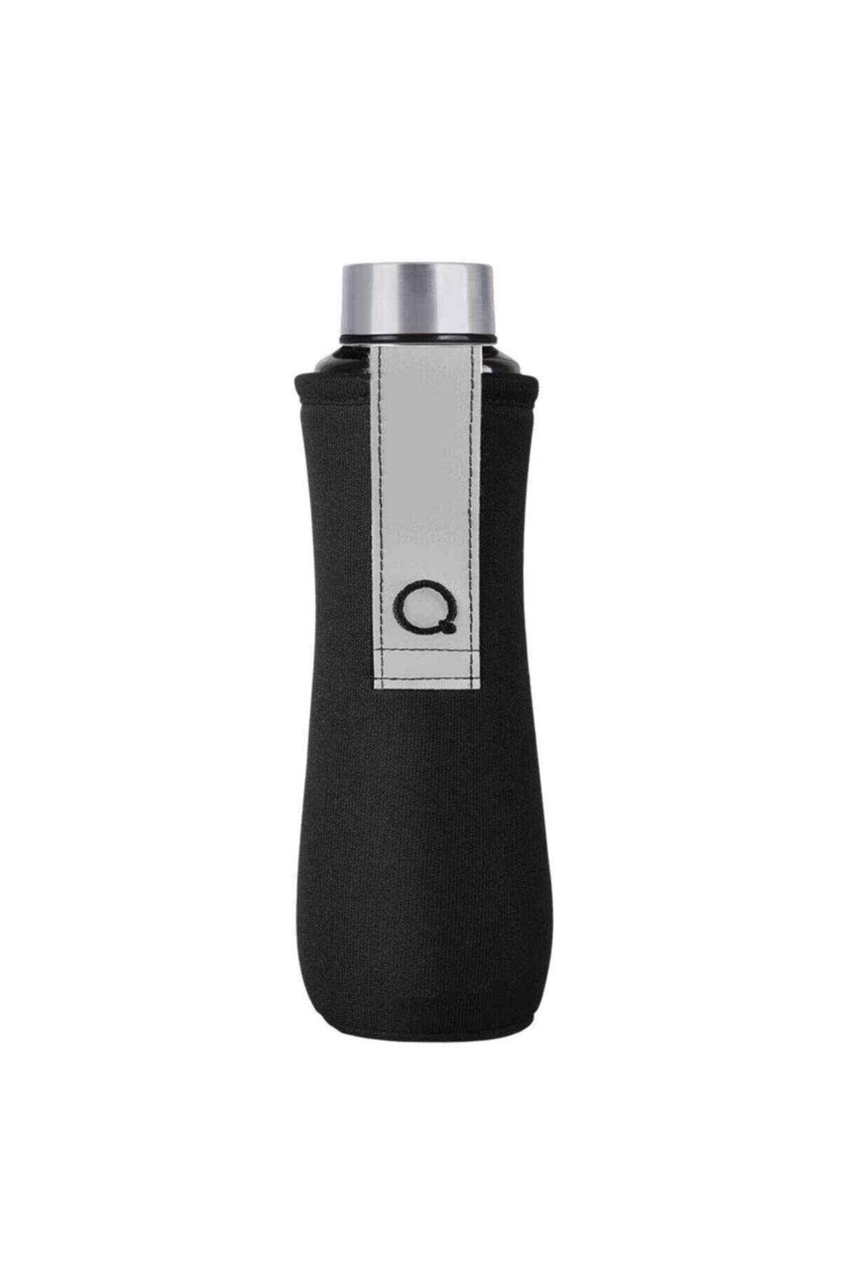Qmatara Mini Şeffaf Cam Matara Gri Premium Cover 250 ml