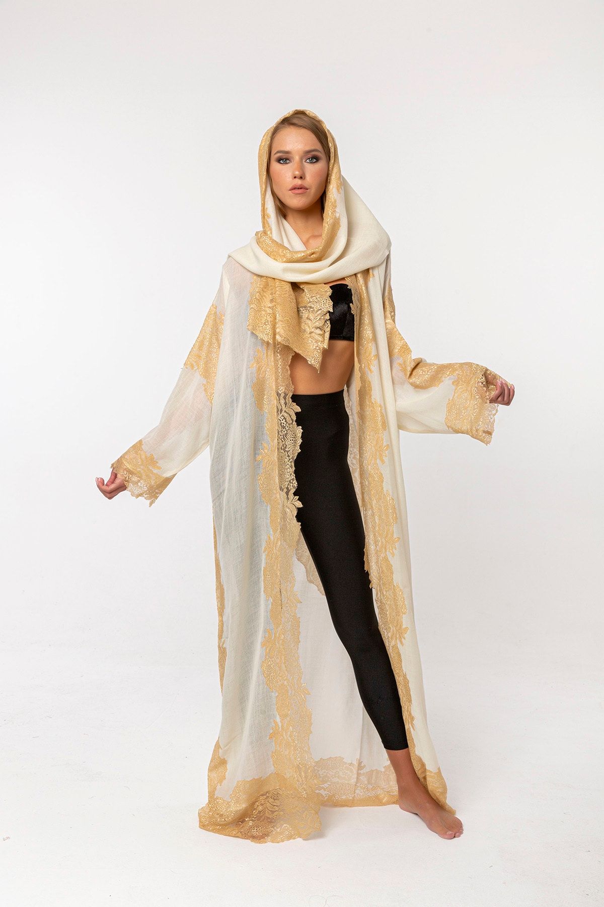 CASHMERE AND SİLK MAWLANA Fransız Dantelli Lourx Abaya Ve Şal